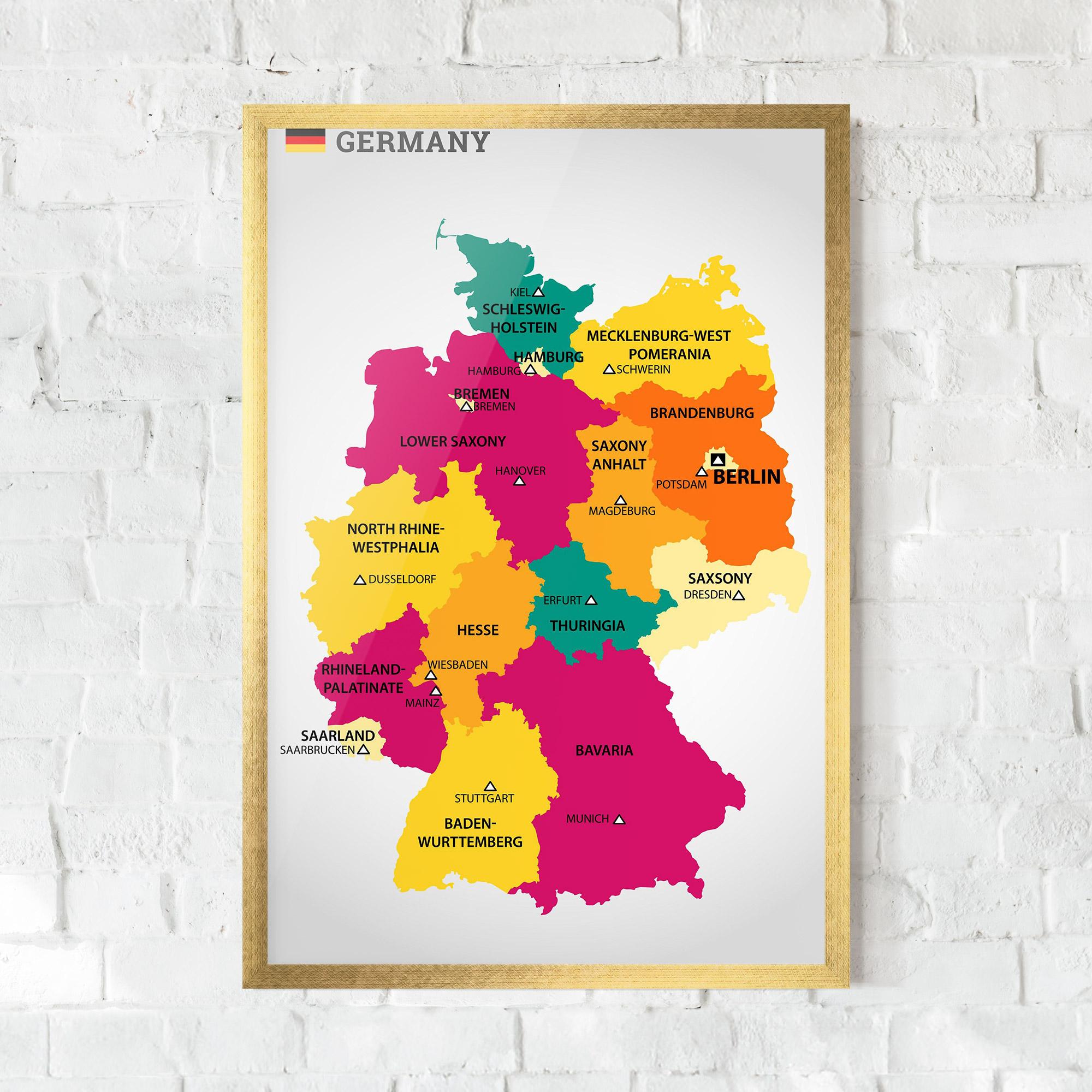 Gerahmte Poster Germany Color Map mockup 0