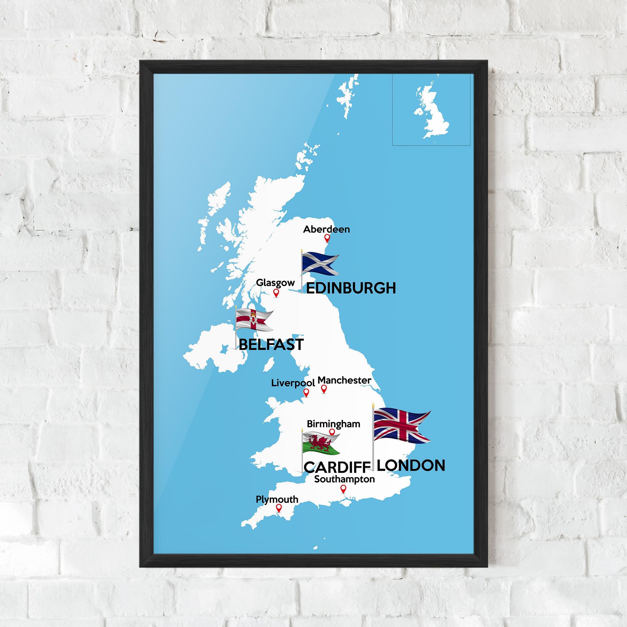 Gerahmte Poster England Map mockup 0