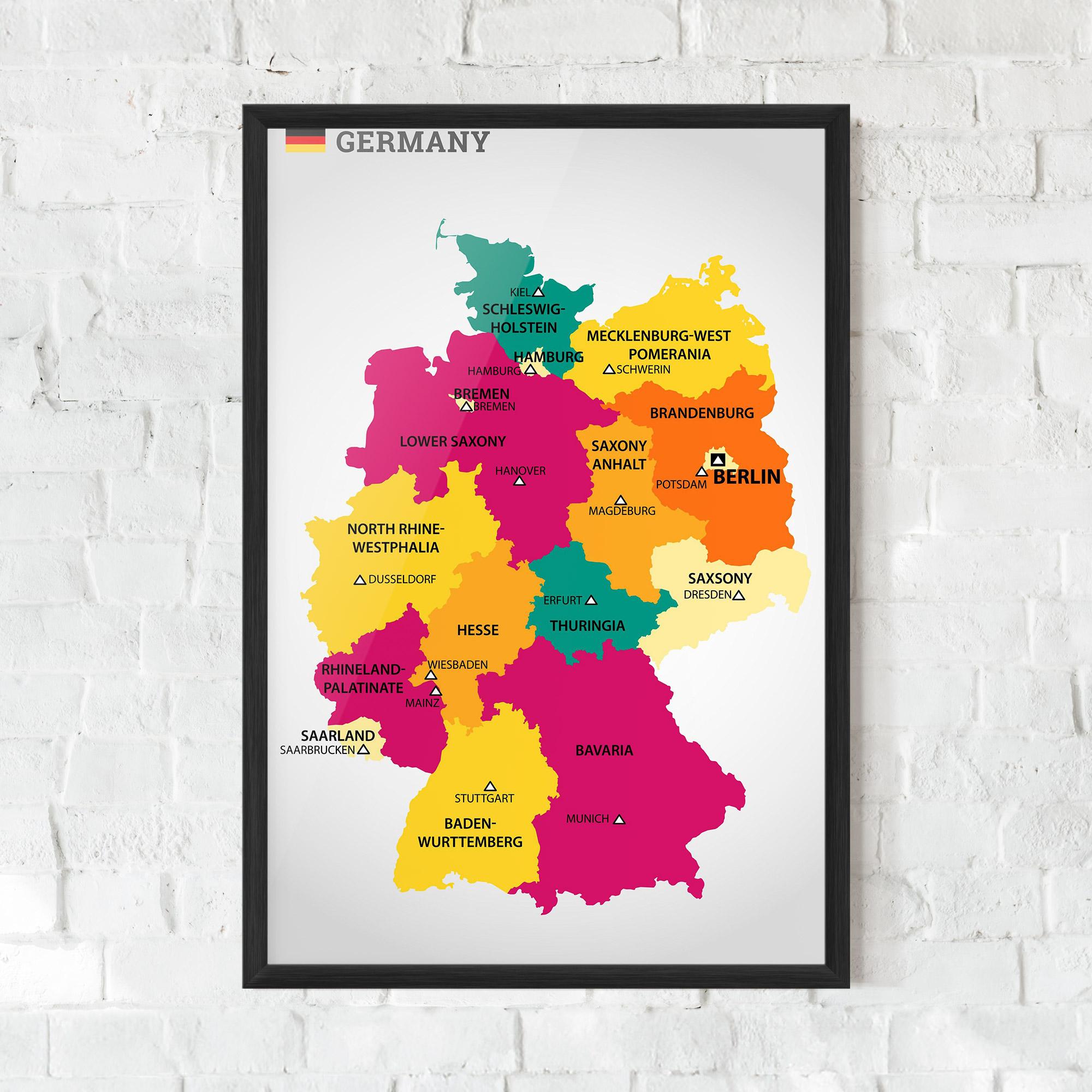 Gerahmte Poster Germany Color Map mockup 0