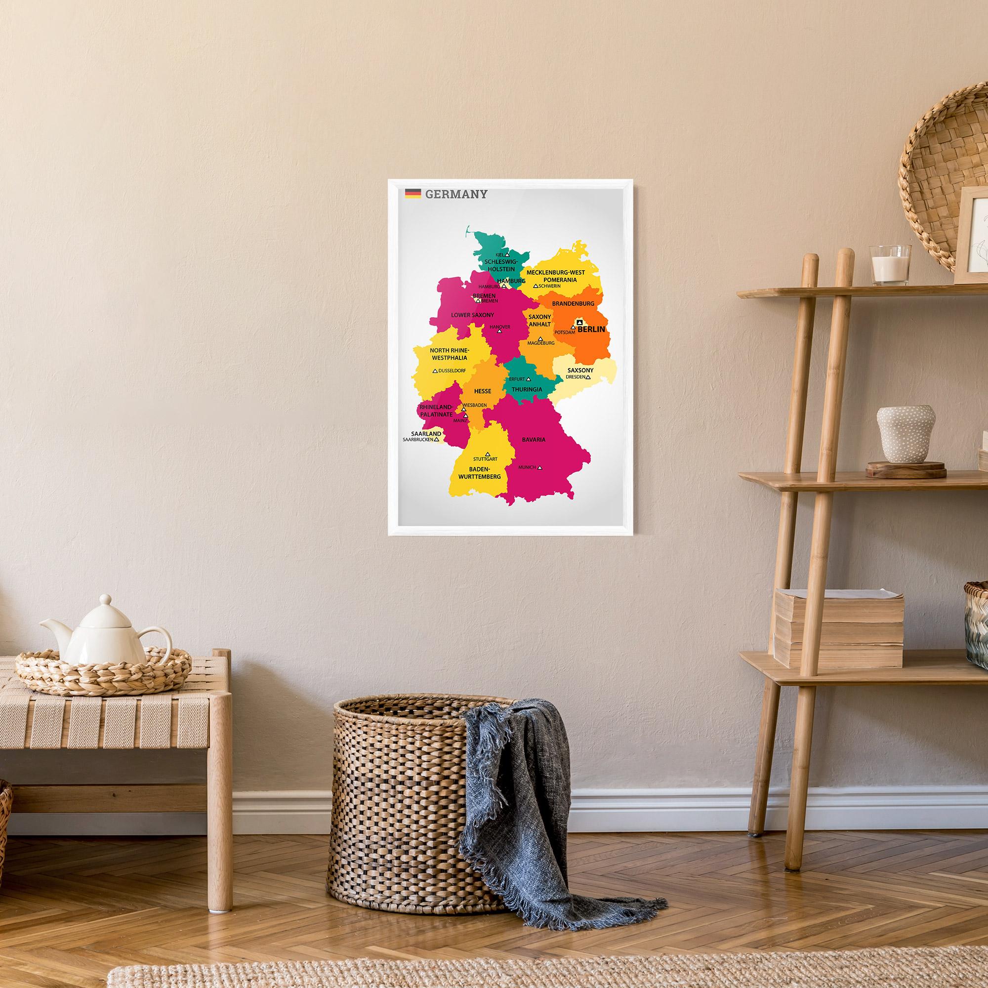Gerahmte Poster Germany Color Map mockup 9