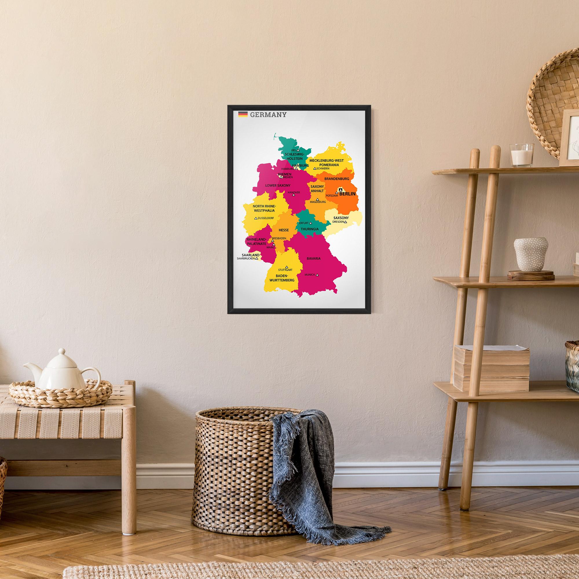 Gerahmte Poster Germany Color Map mockup 9