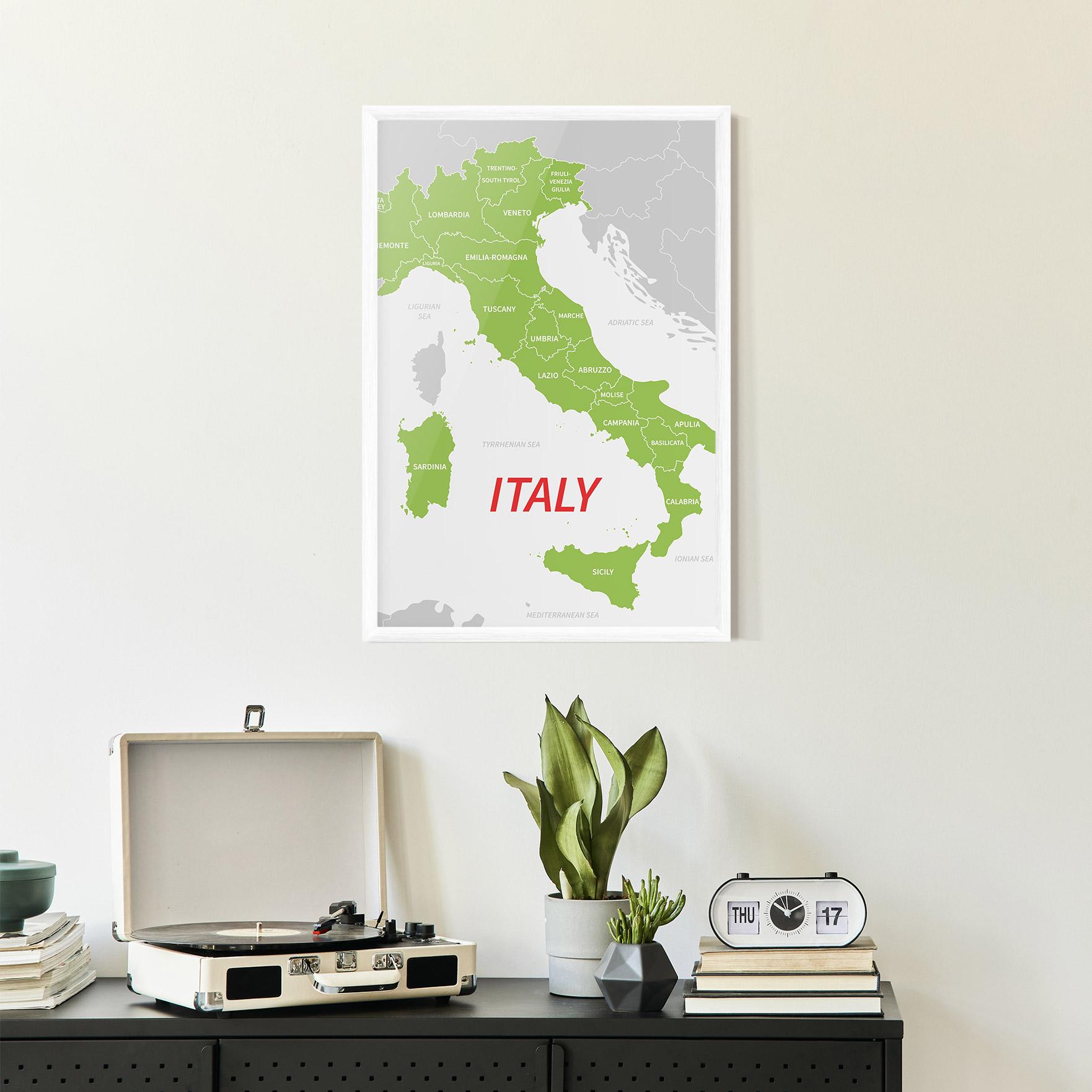 Gerahmte Poster Italy Green Map mockup 2
