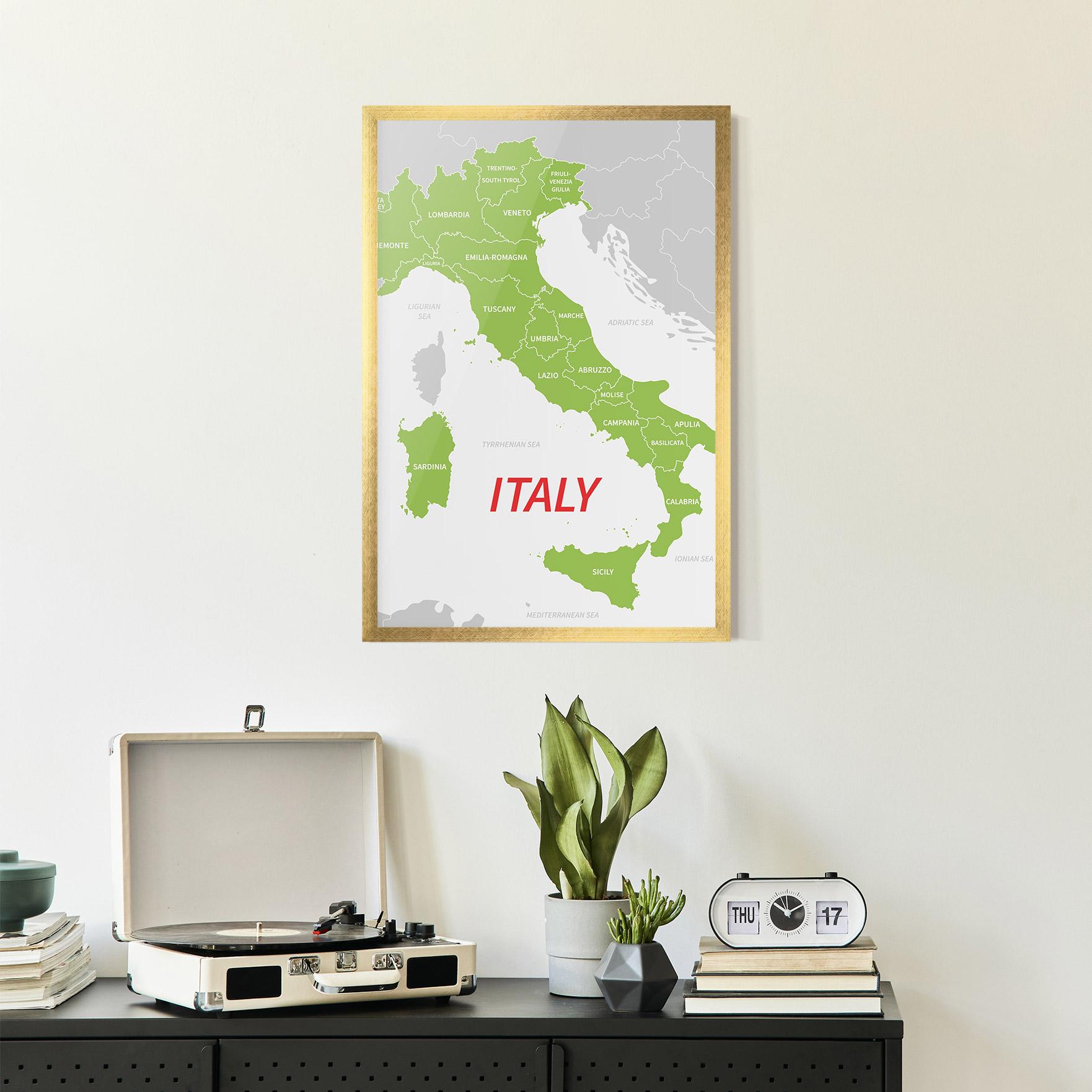 Gerahmte Poster Italy Green Map mockup 2
