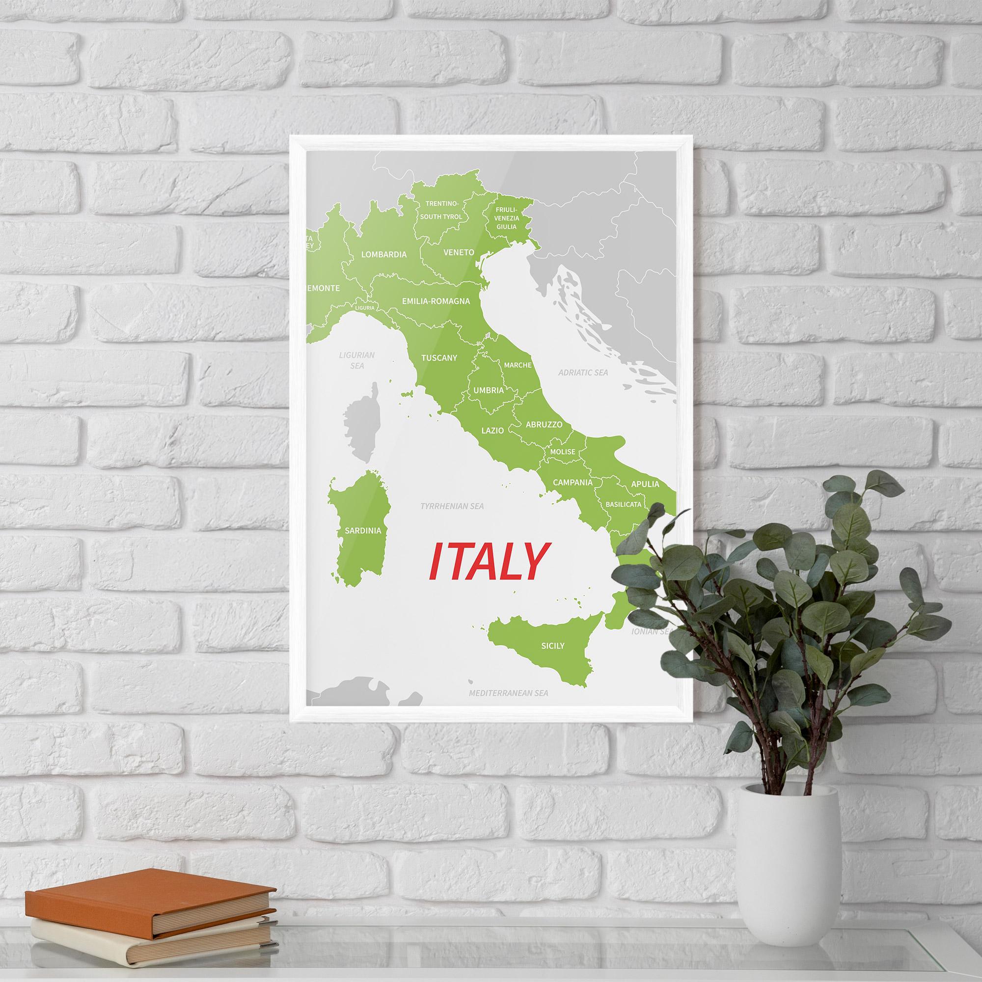 Gerahmte Poster Italy Green Map mockup 5