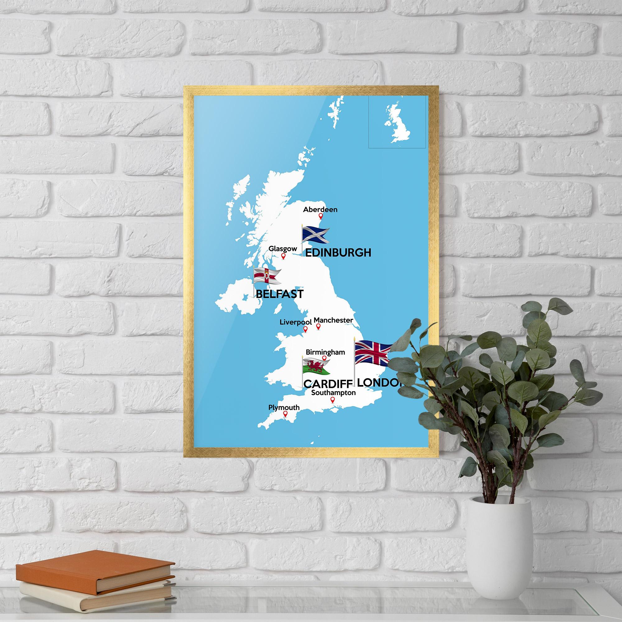 Gerahmte Poster England Map mockup 5