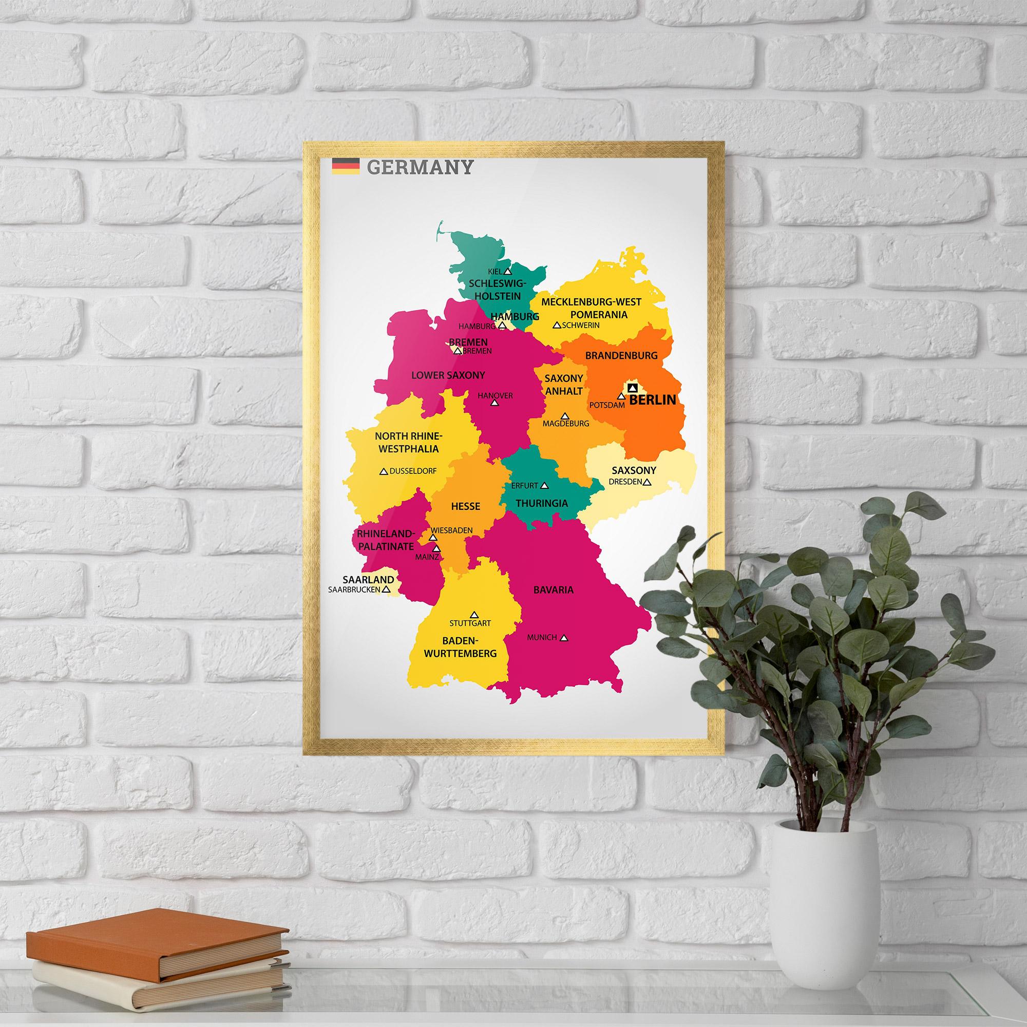 Gerahmte Poster Germany Color Map mockup 5
