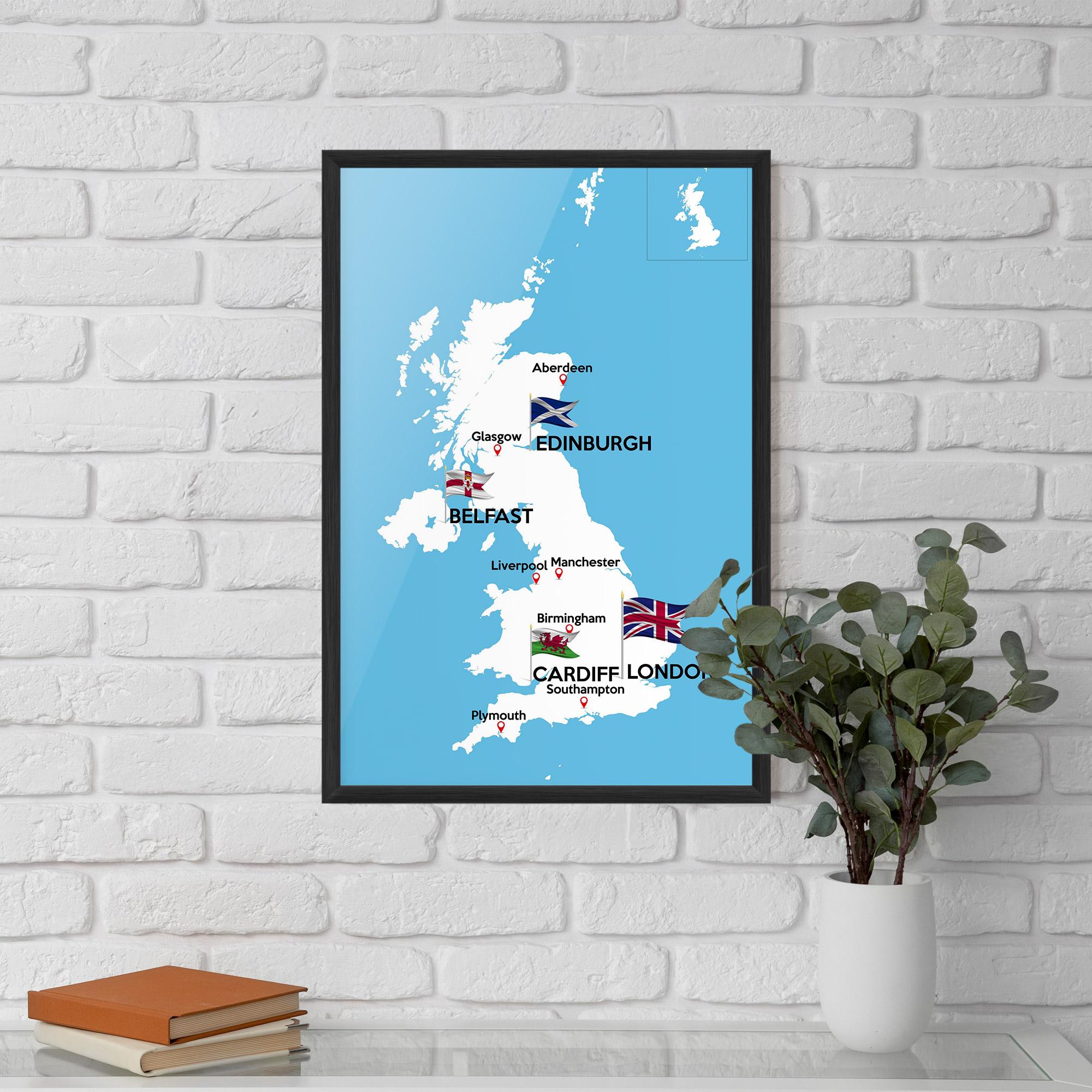 Gerahmte Poster England Map mockup 5