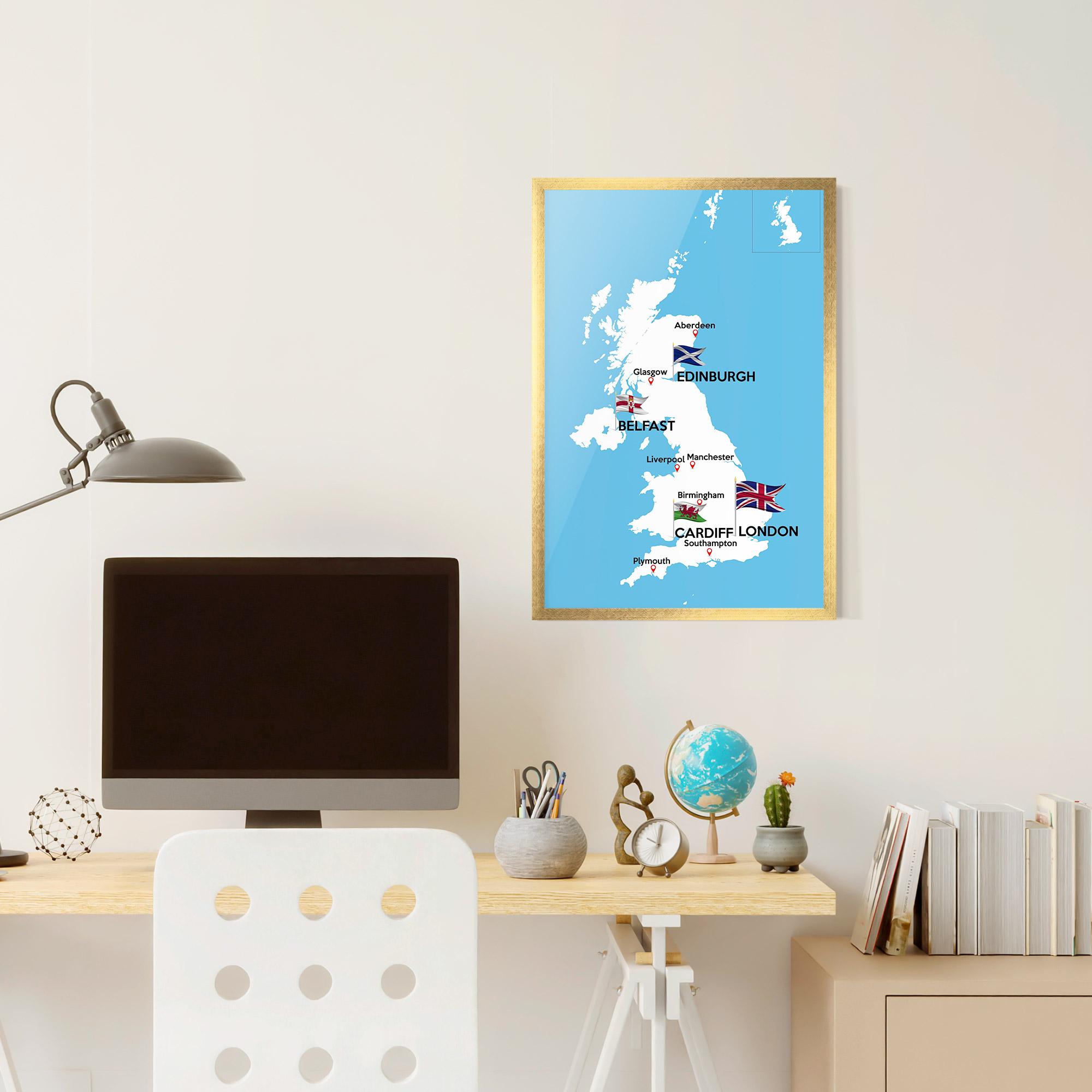 Gerahmte Poster England Map mockup 6