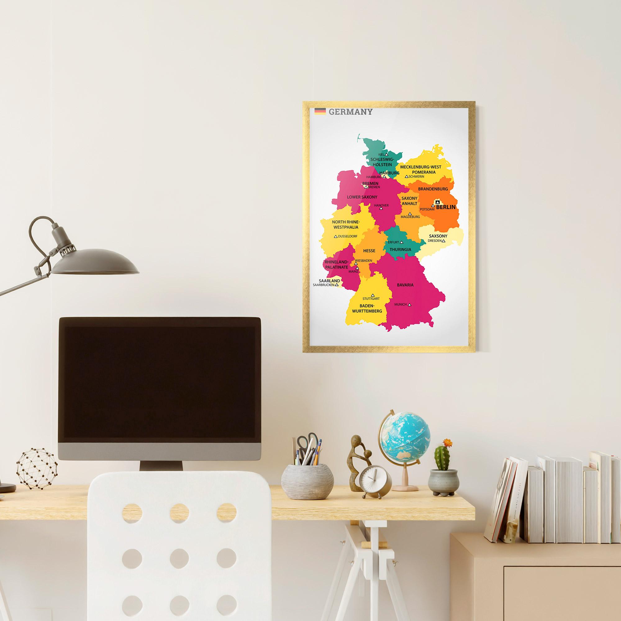 Gerahmte Poster Germany Color Map mockup 6