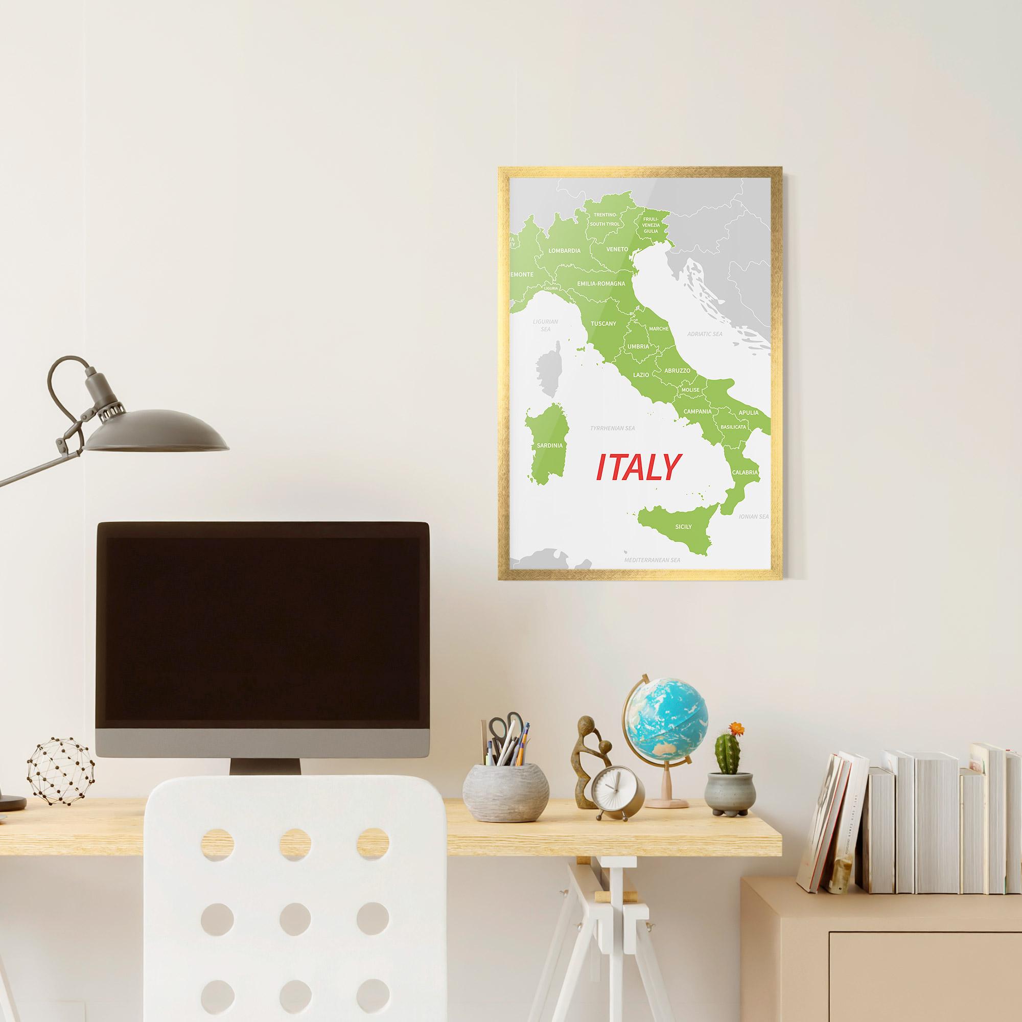 Gerahmte Poster Italy Green Map mockup 6