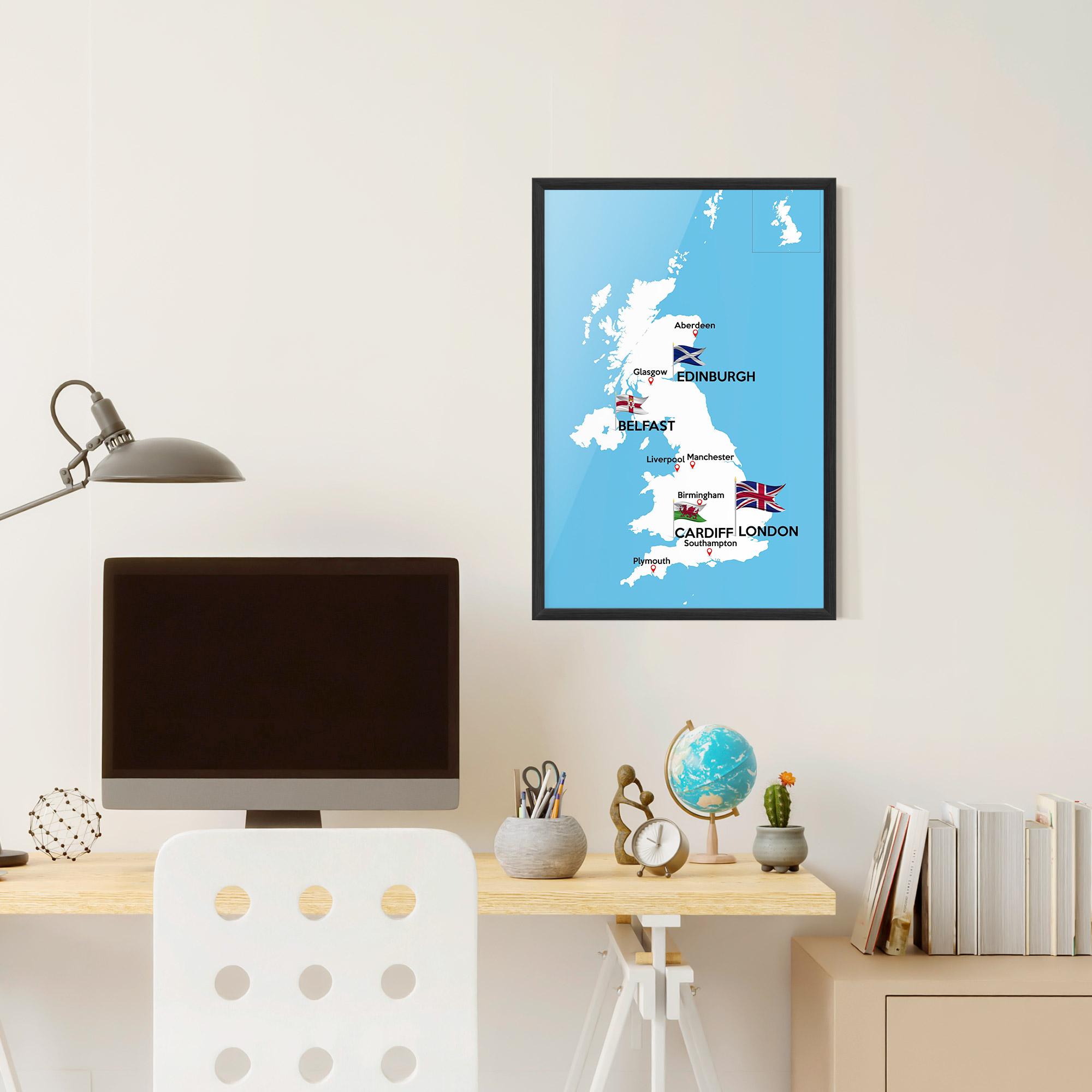 Gerahmte Poster England Map mockup 6