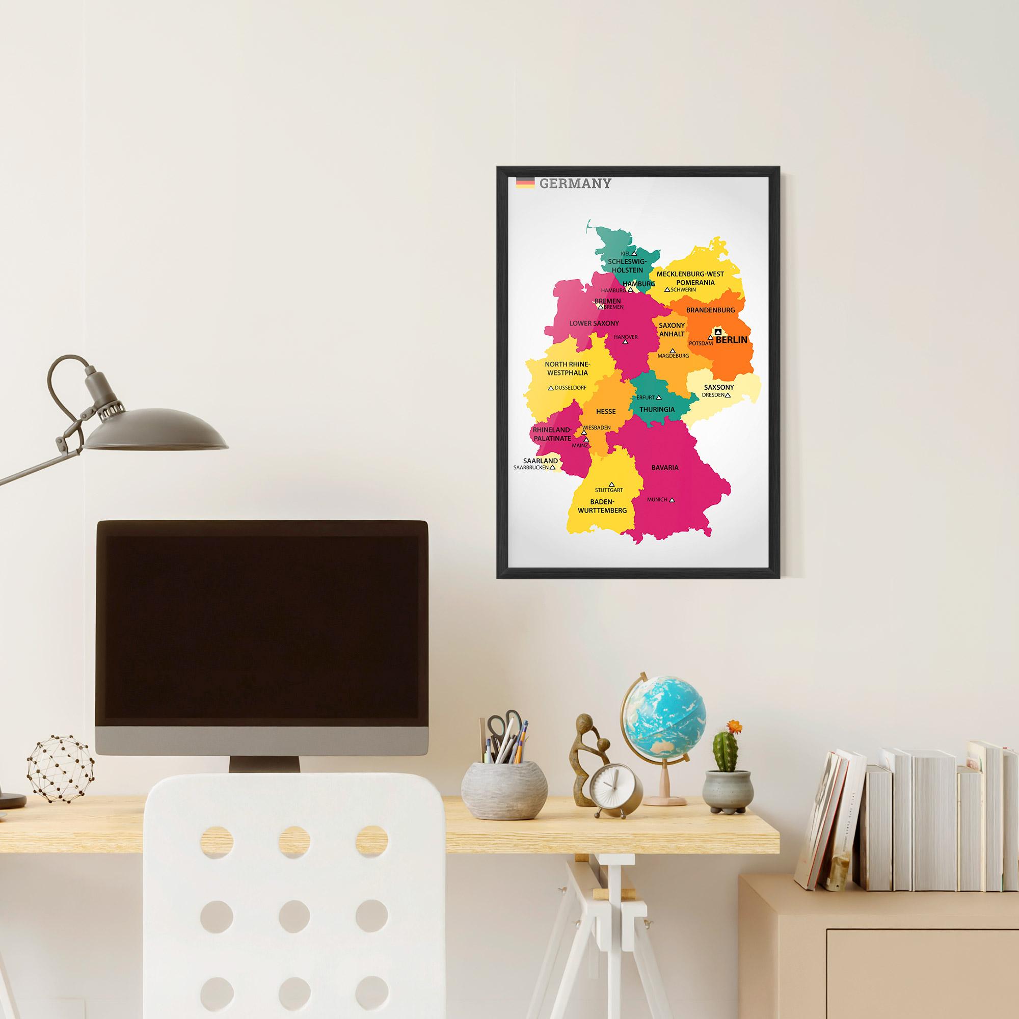 Gerahmte Poster Germany Color Map mockup 6