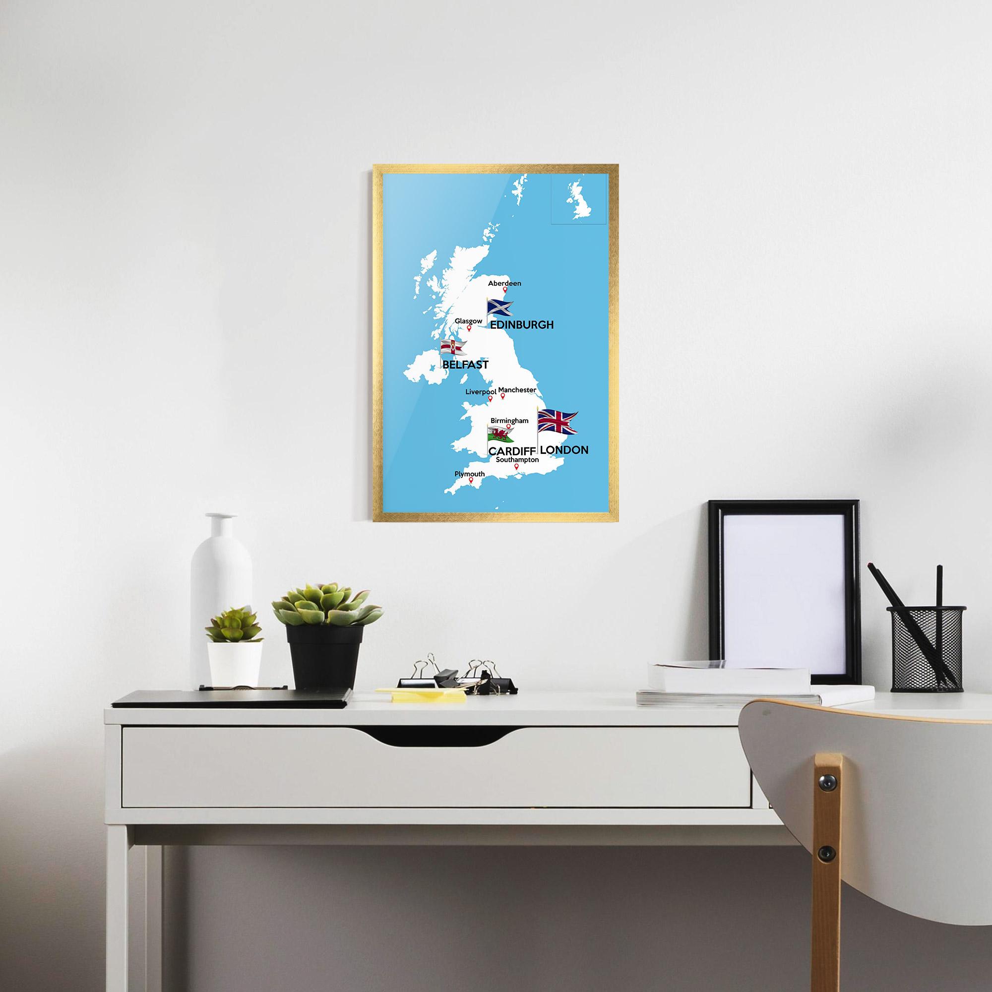 Gerahmte Poster England Map mockup 7