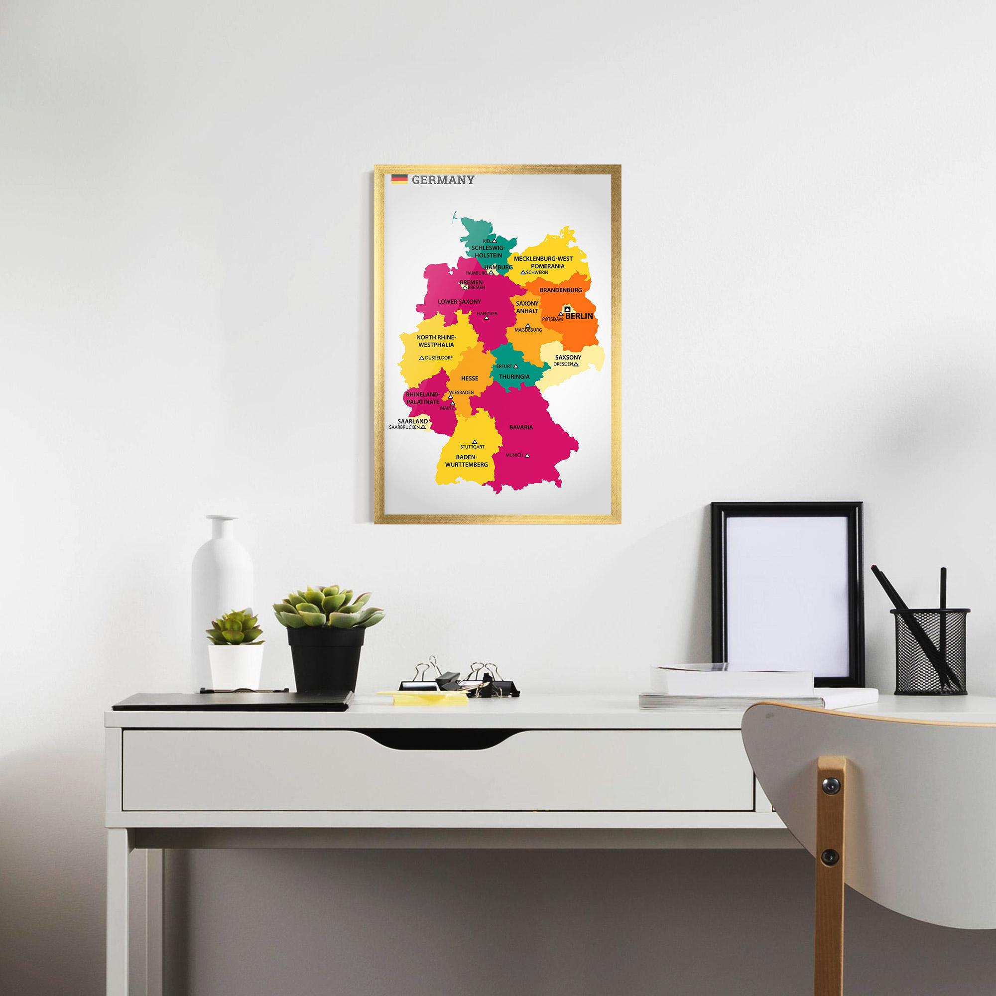 Gerahmte Poster Germany Color Map mockup 7