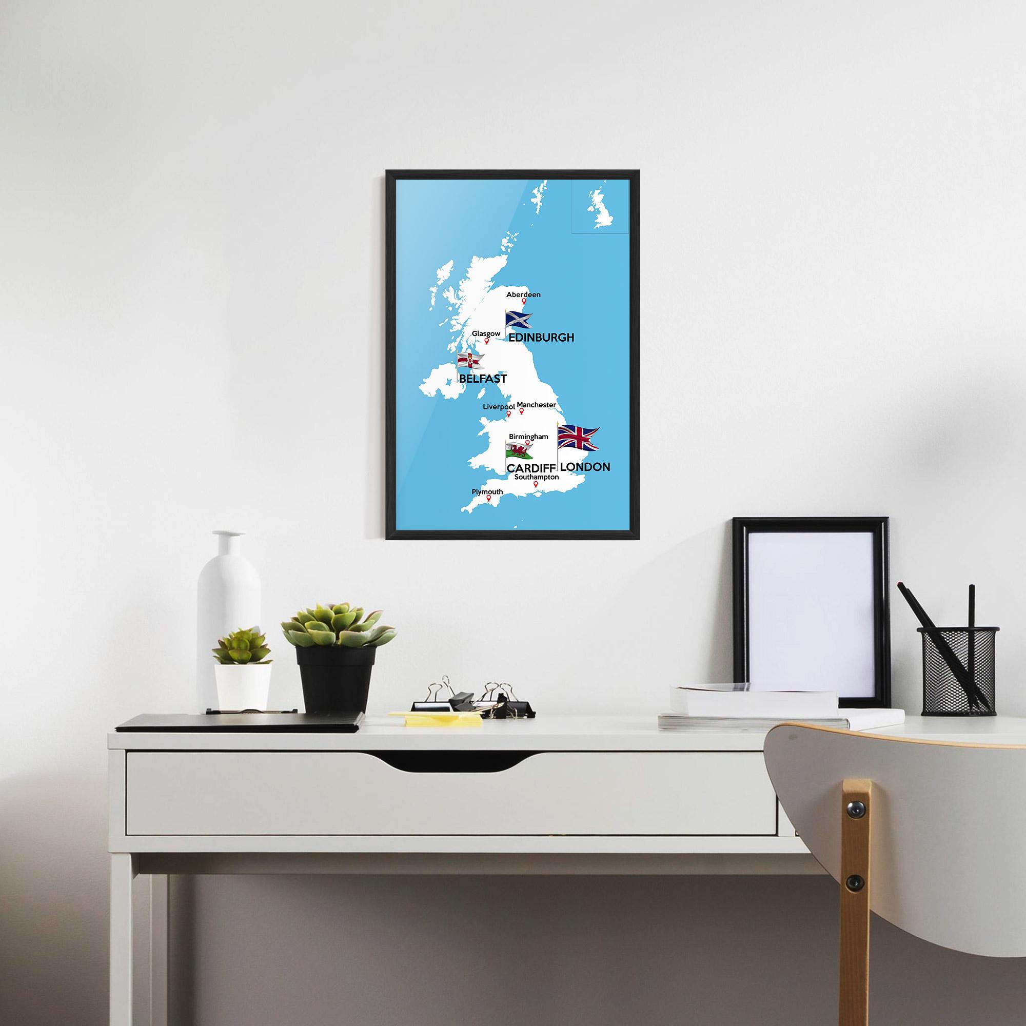 Gerahmte Poster England Map mockup 7