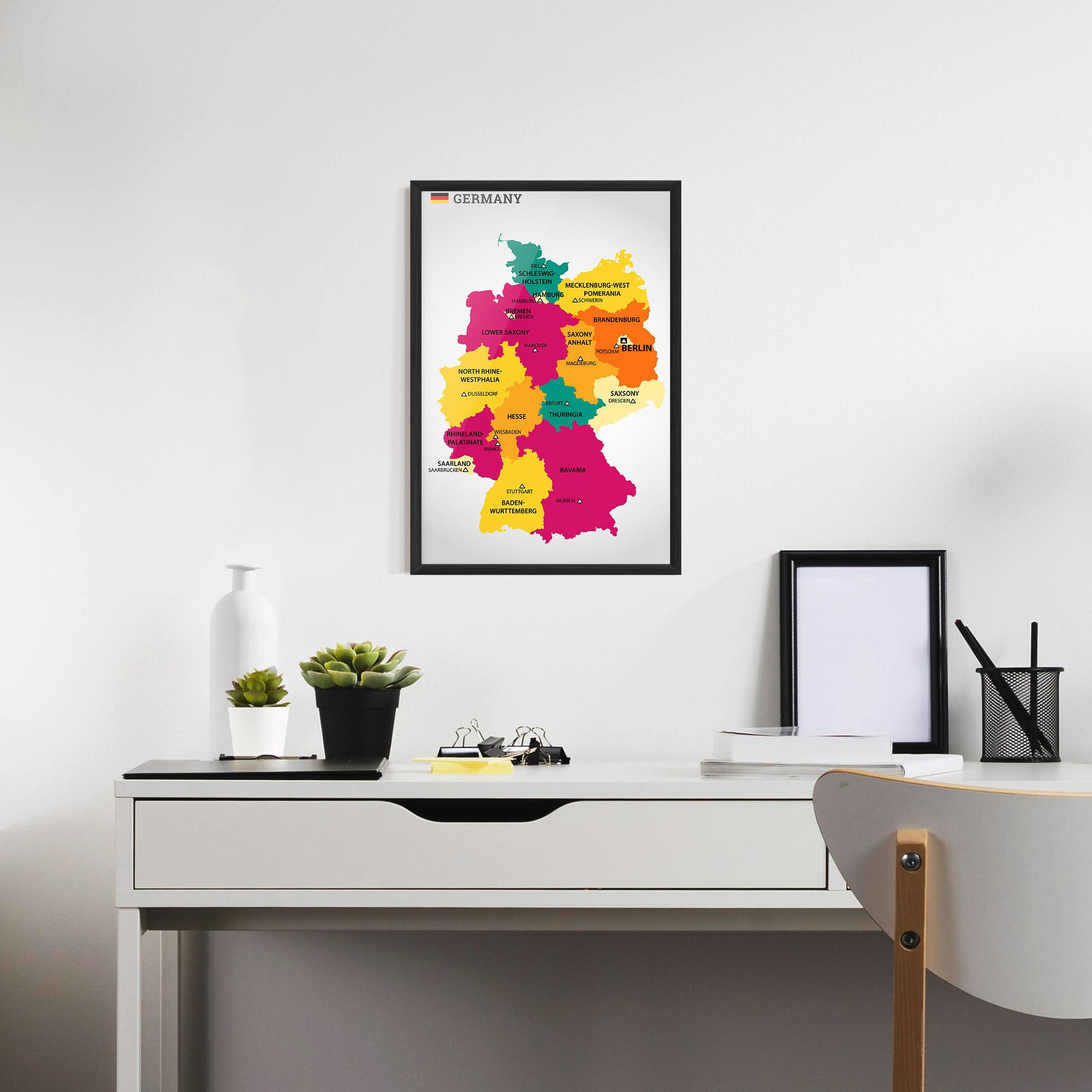 Gerahmte Poster Germany Color Map mockup 7