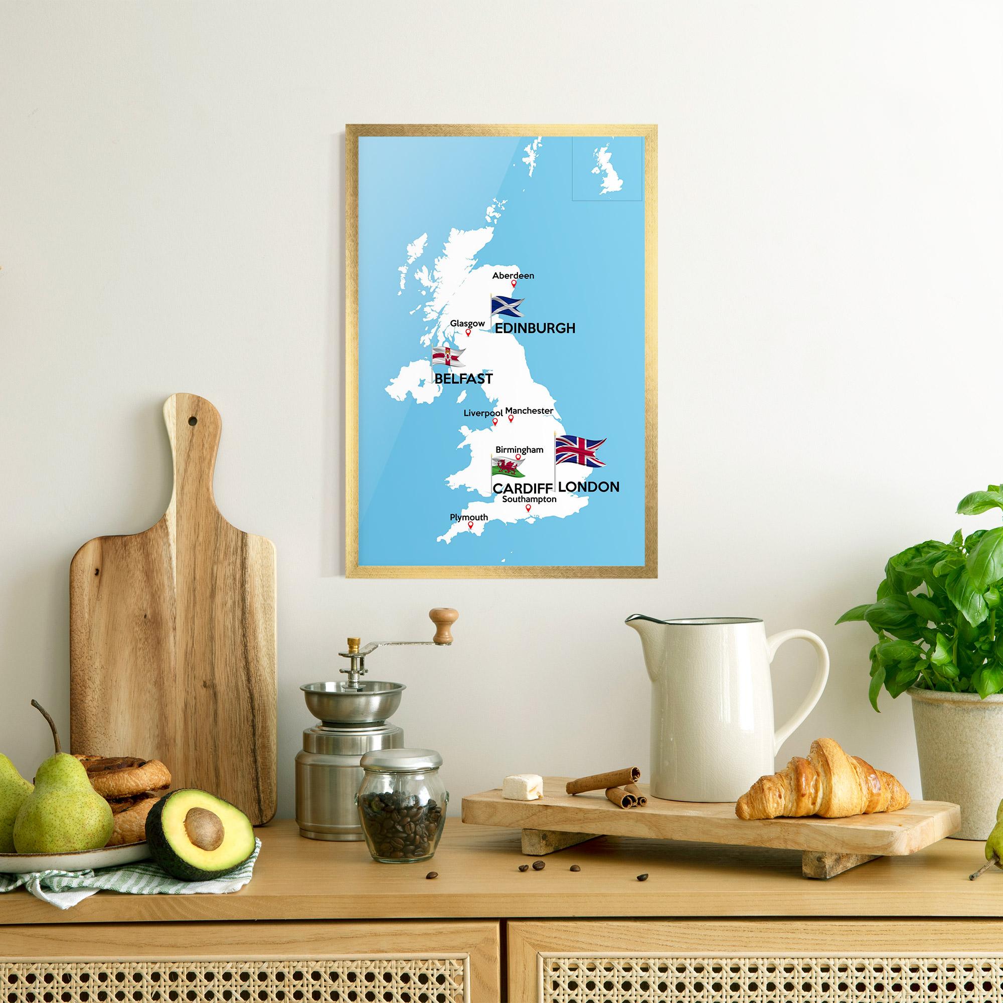 Gerahmte Poster England Map mockup 8