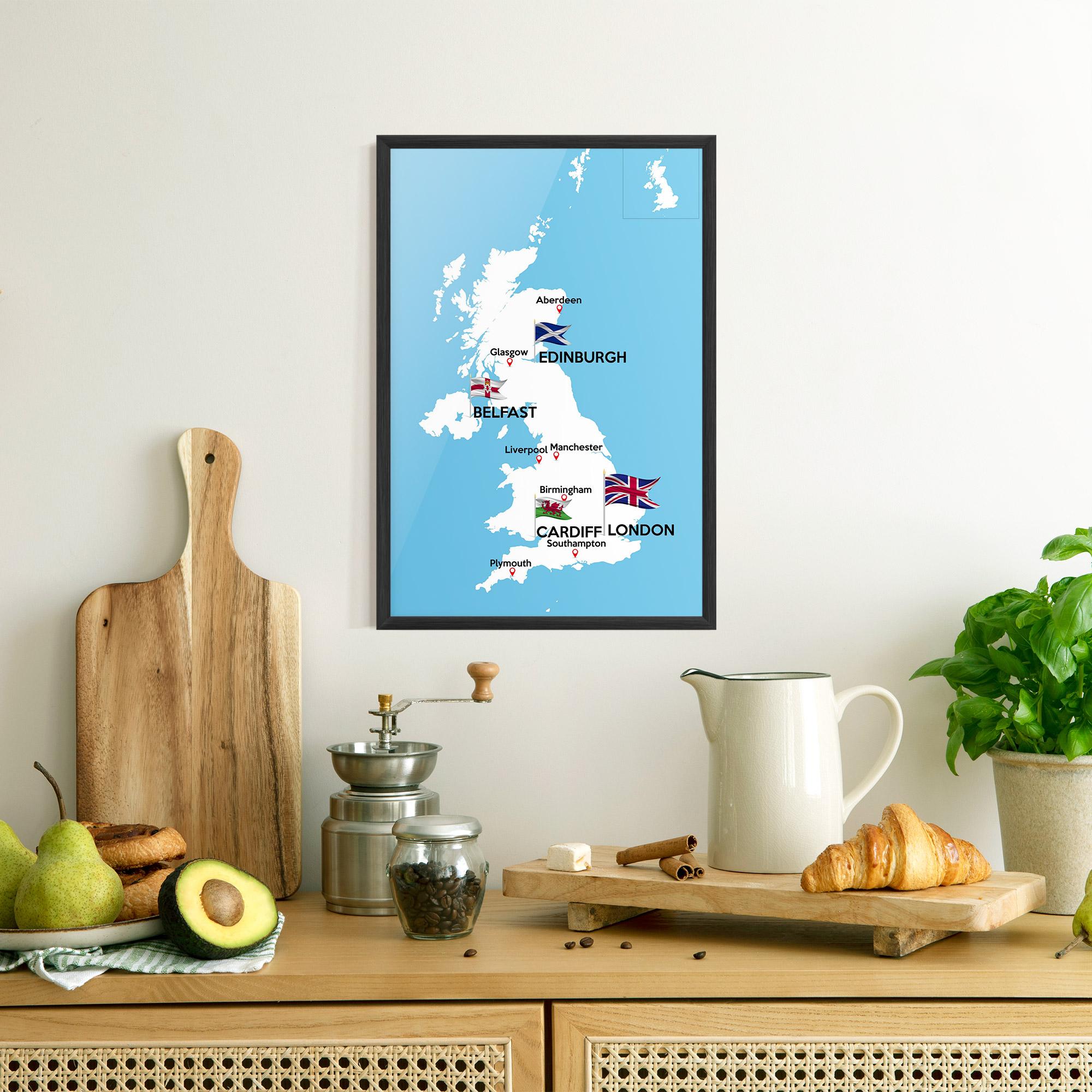 Gerahmte Poster England Map mockup 8