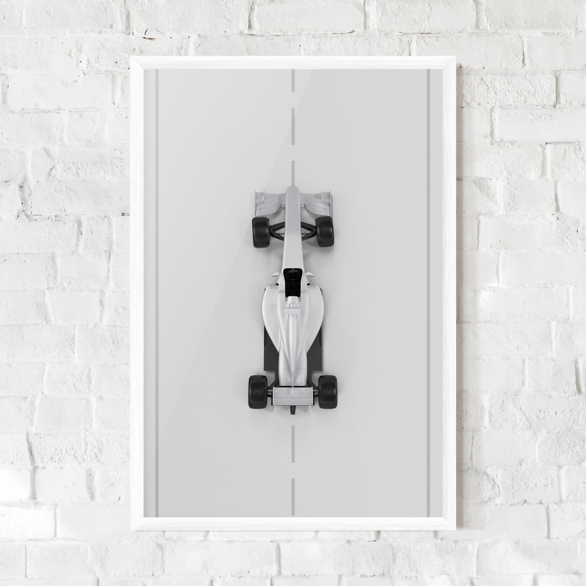 Gerahmte Poster White Formula 1 mockup 0
