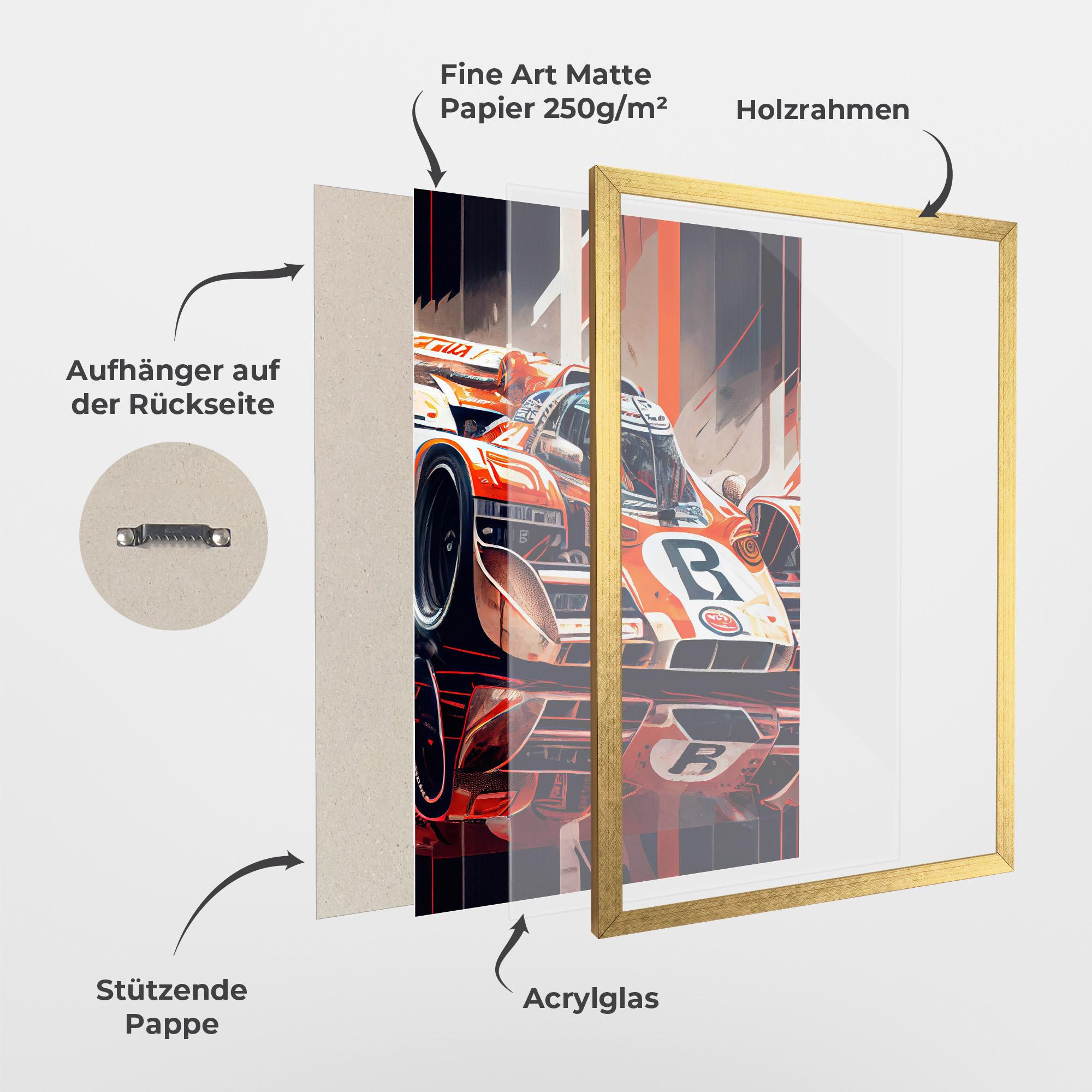 Gerahmte Poster Red White F1 mockup 1