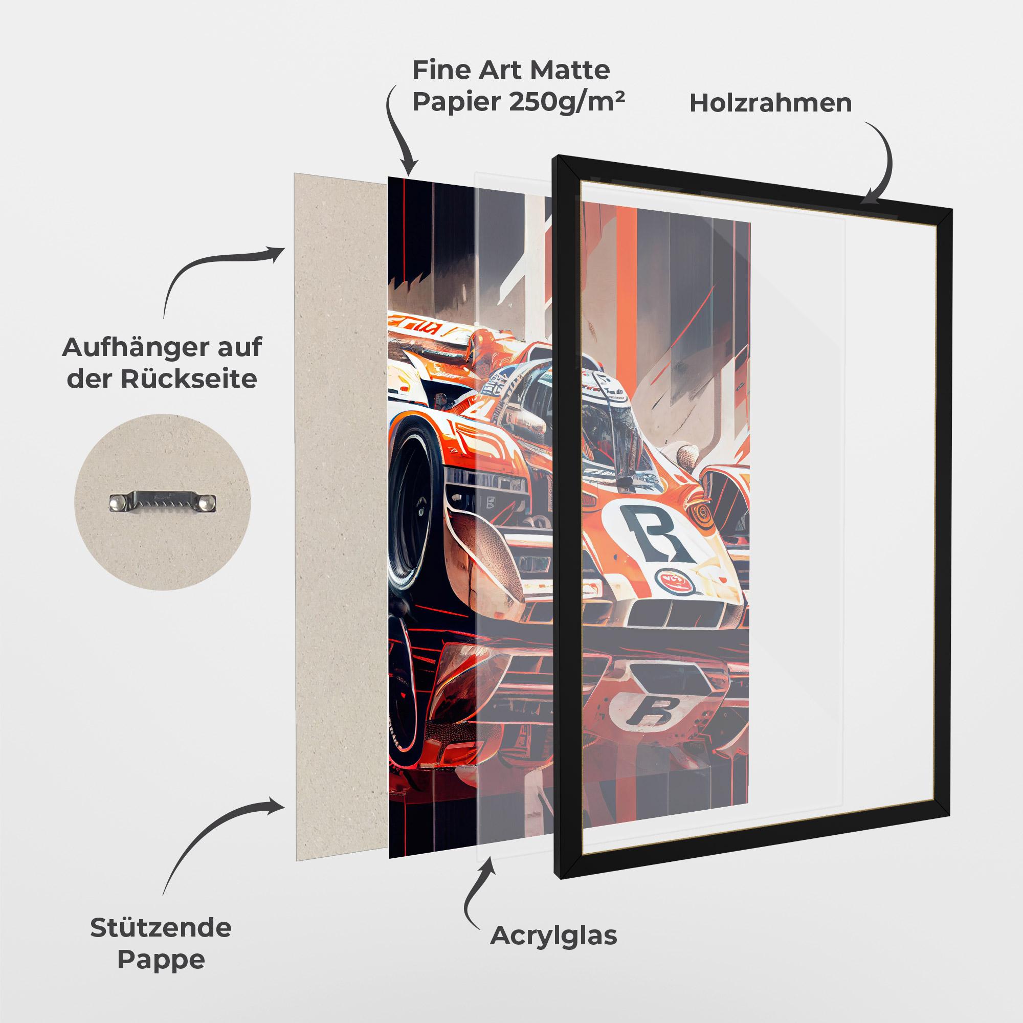 Gerahmte Poster Red White F1 mockup 1