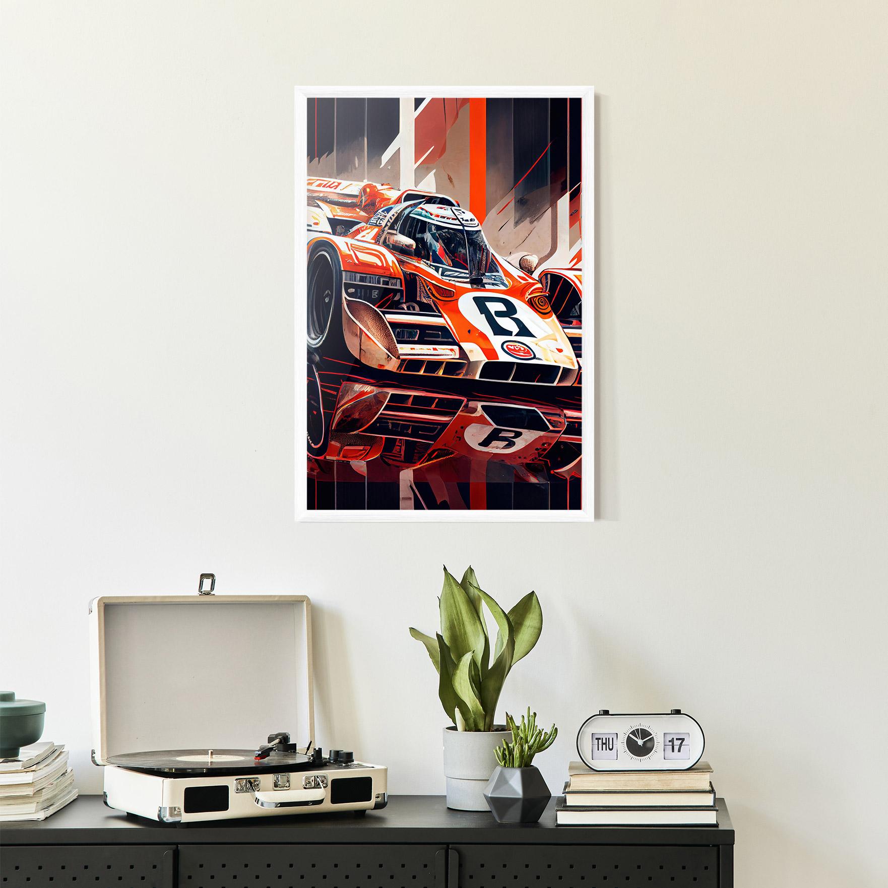 Gerahmte Poster Red White F1 mockup 2
