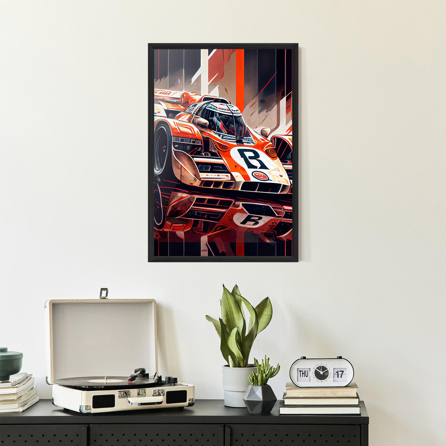 Gerahmte Poster Red White F1 mockup 2