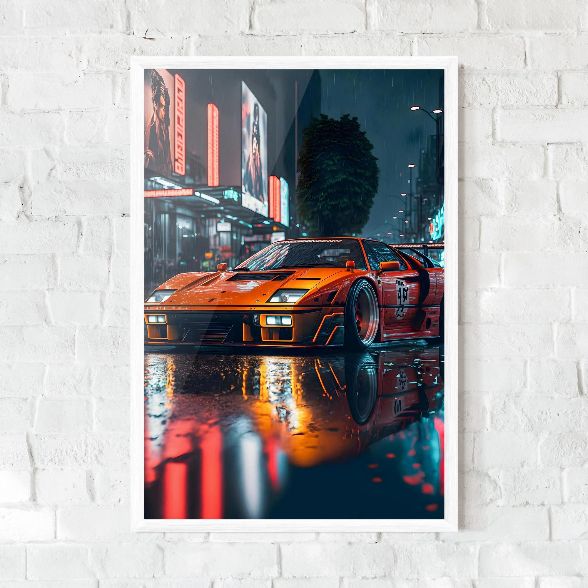Gerahmte Poster Orange Super Car mockup 0