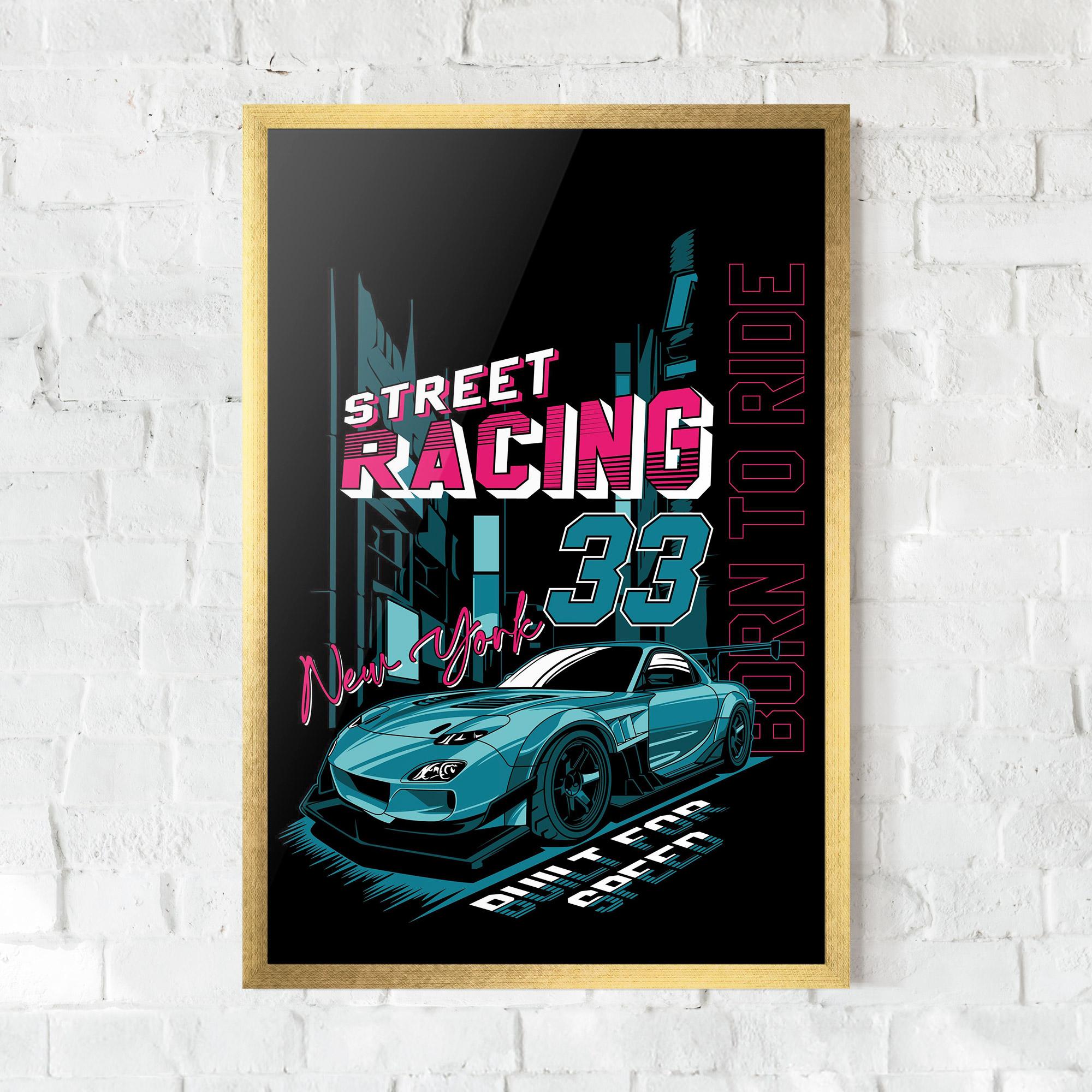 Gerahmte Poster Blue Born To Ride mockup 0