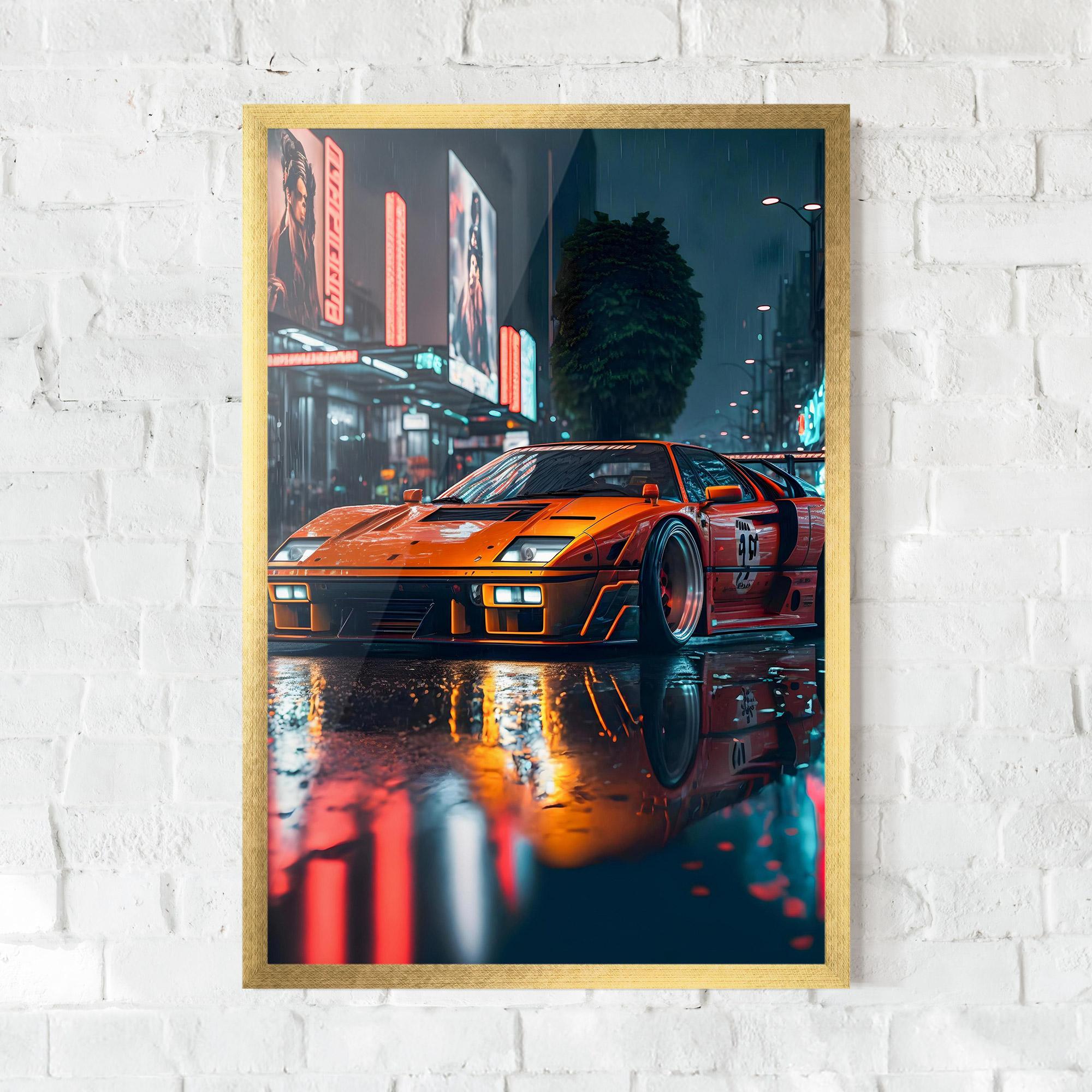 Gerahmte Poster Orange Super Car mockup 0