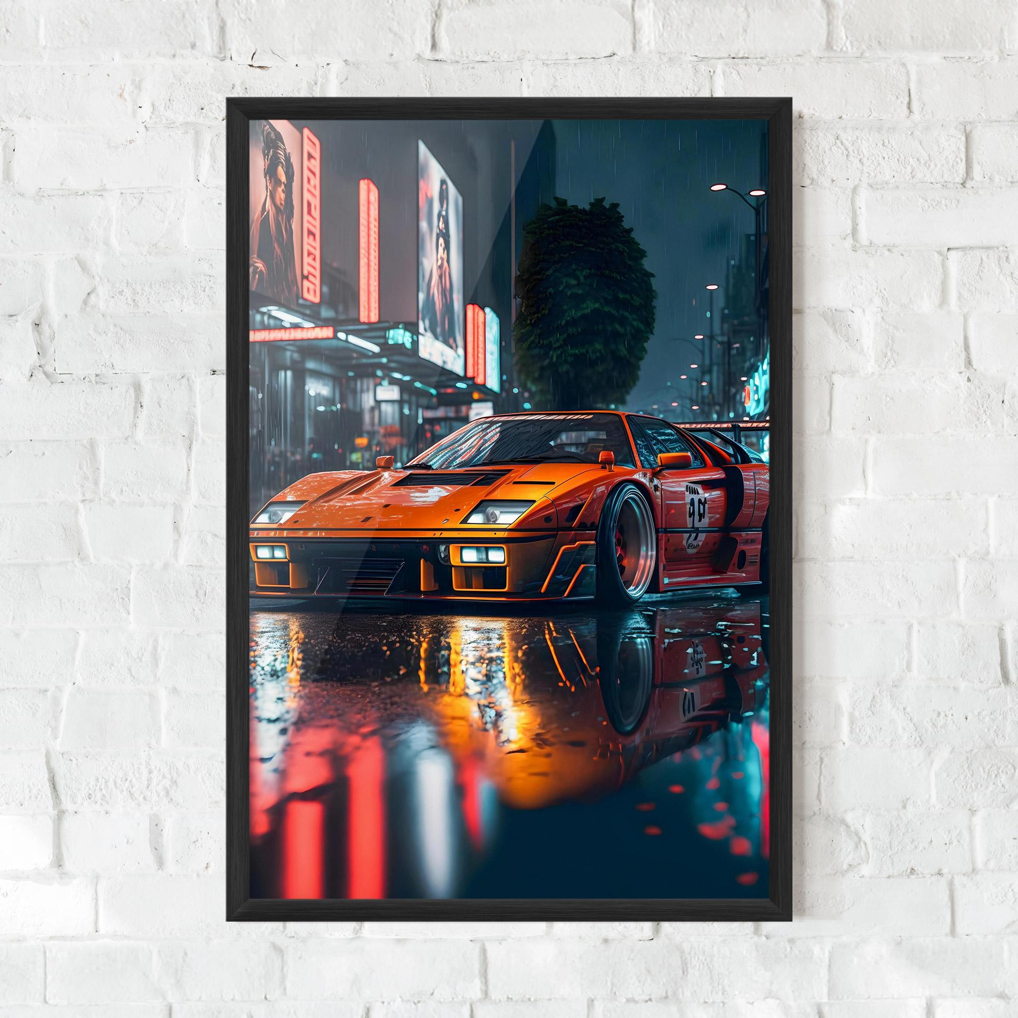 Gerahmte Poster Orange Super Car mockup 0