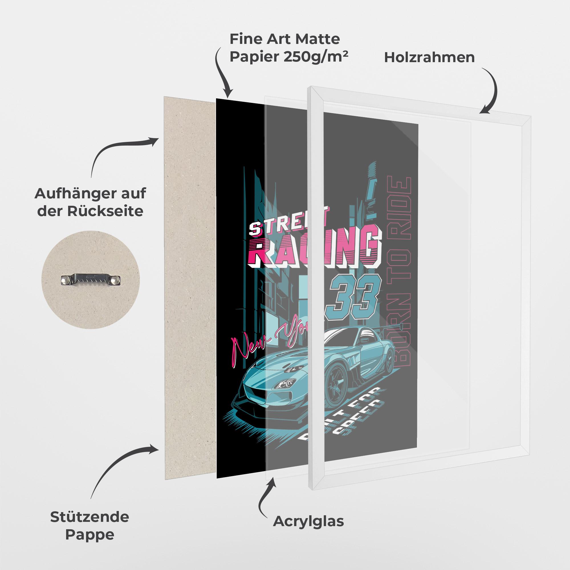 Gerahmte Poster Blue Born To Ride mockup 1