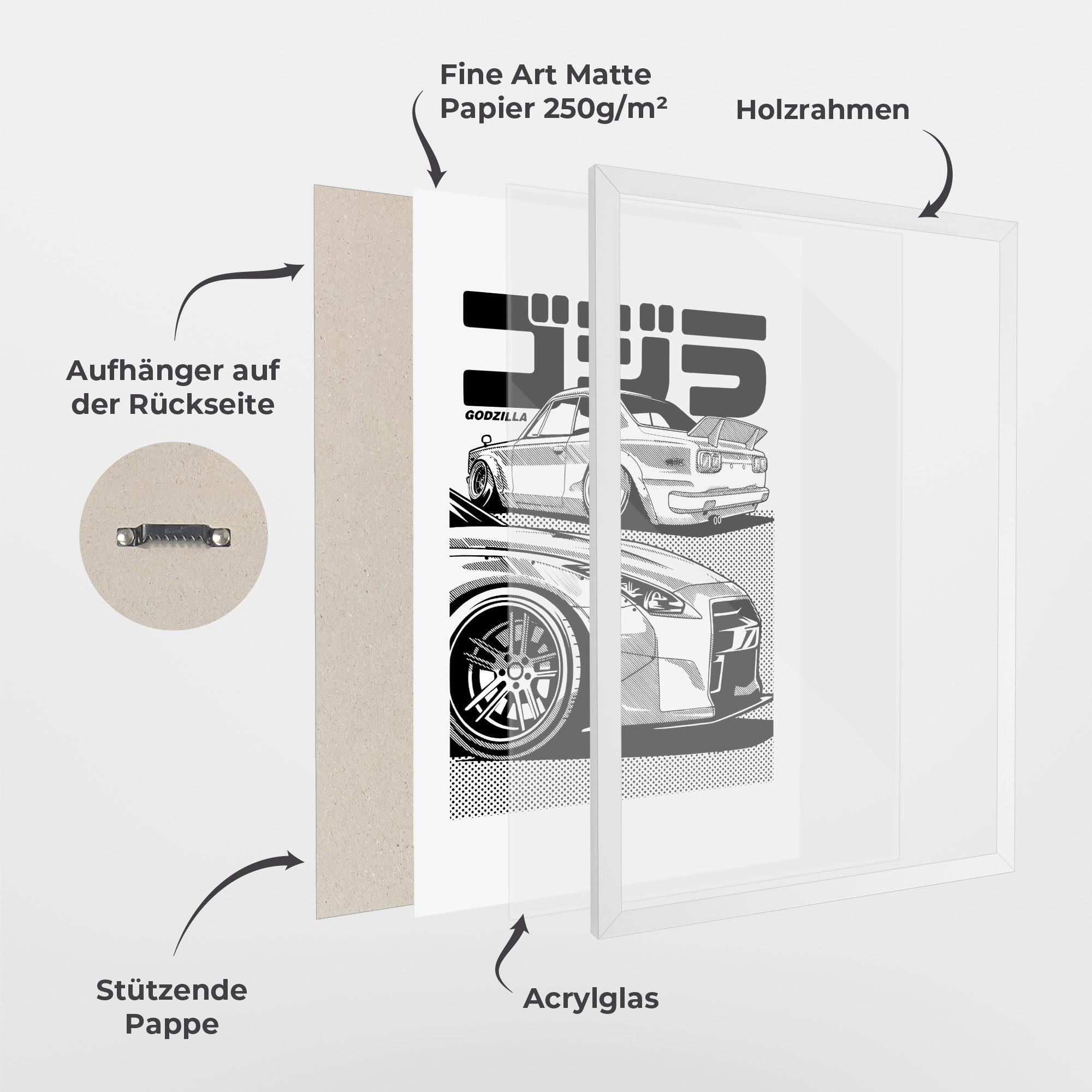 Gerahmte Poster Japanese Car mockup 1