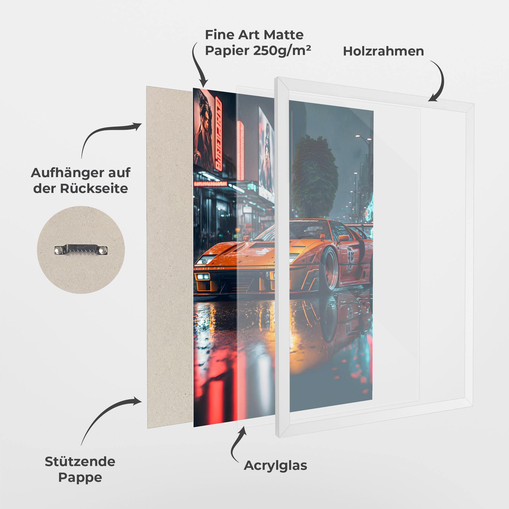 Gerahmte Poster Orange Super Car mockup 1