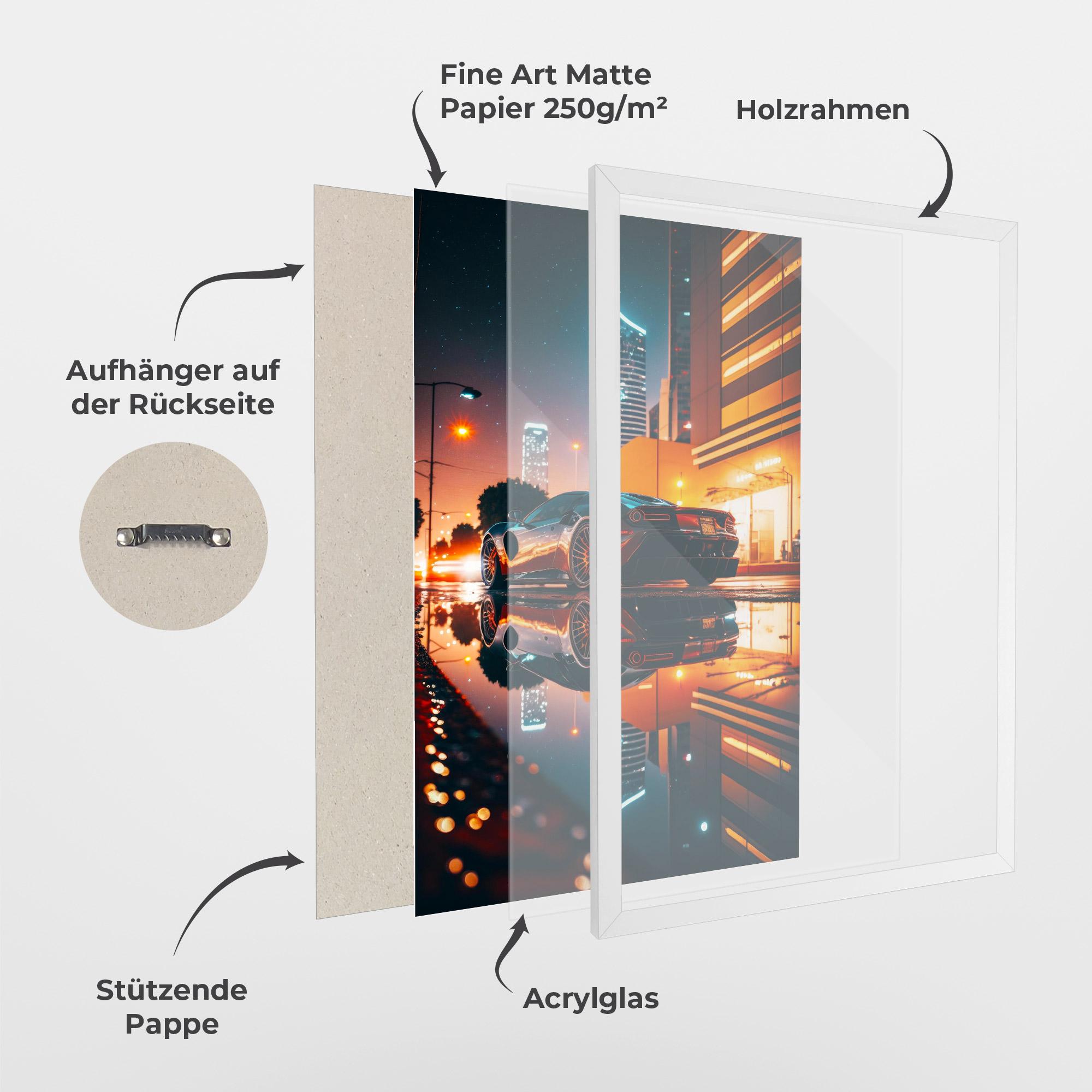 Gerahmte Poster Rainy Sport Car mockup 1