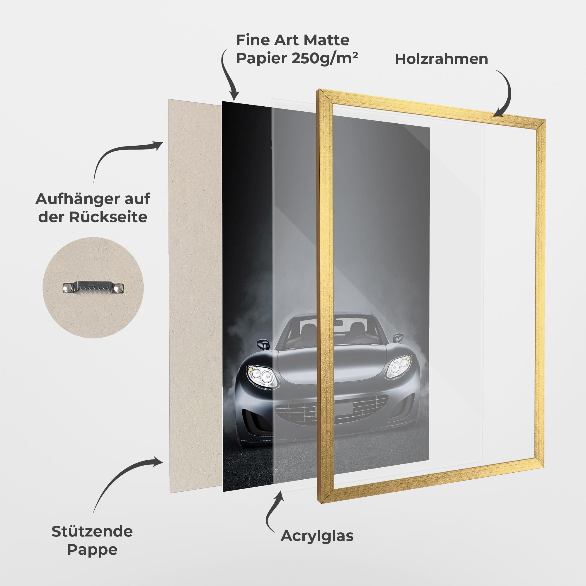 Gerahmte Poster Black Front Car mockup 1
