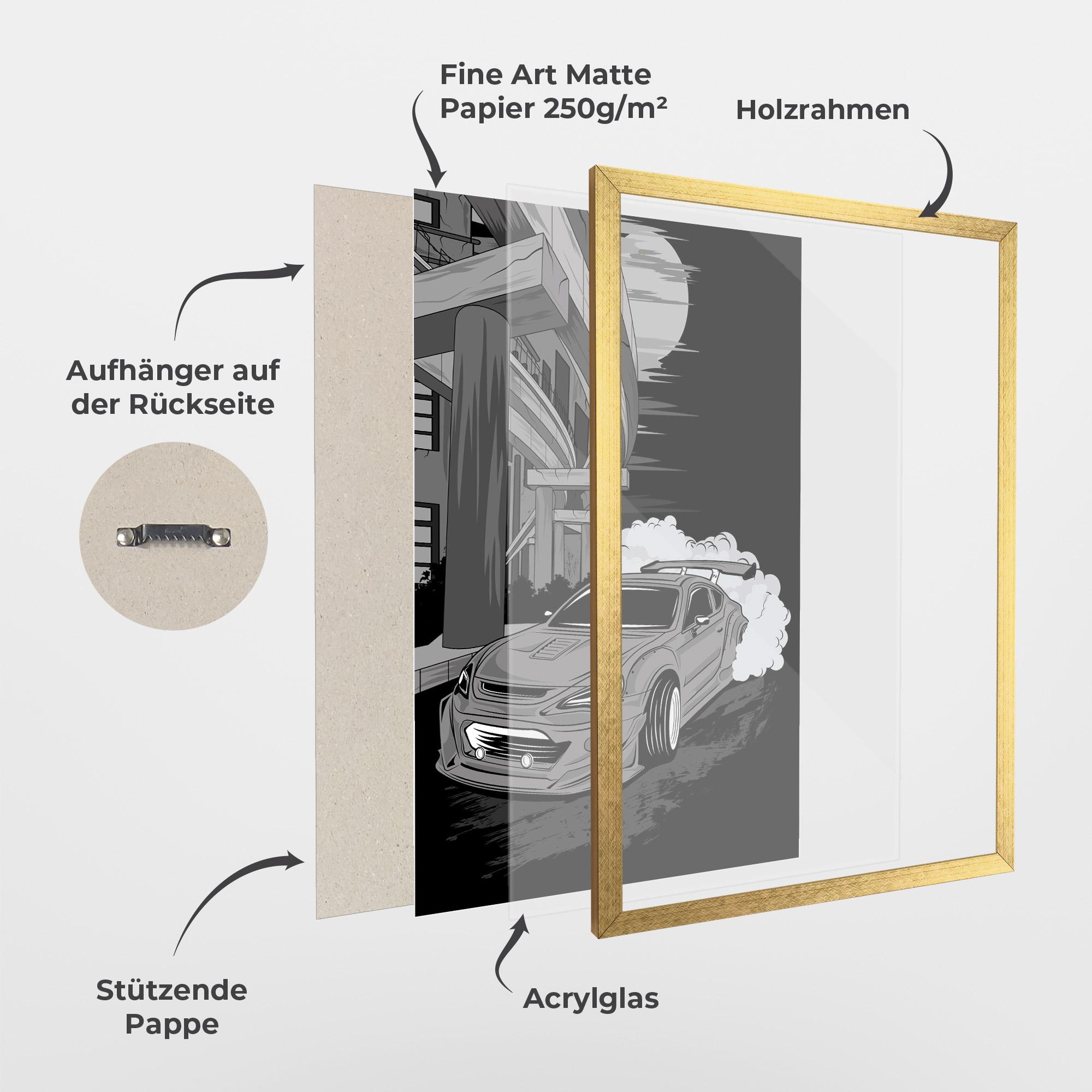 Gerahmte Poster Grey Cool Car mockup 1