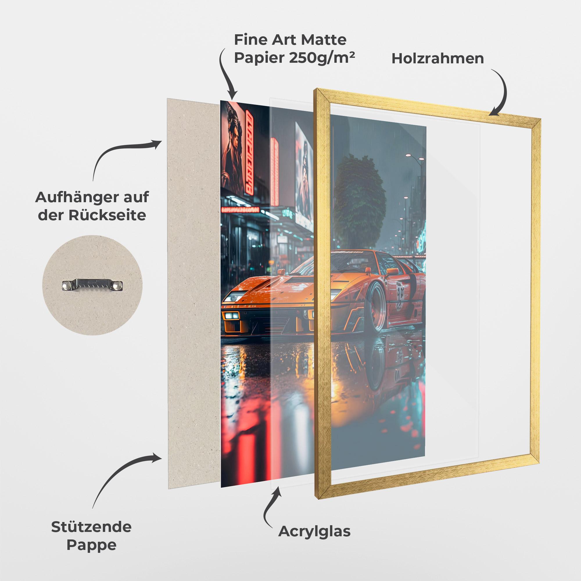 Gerahmte Poster Orange Super Car mockup 1