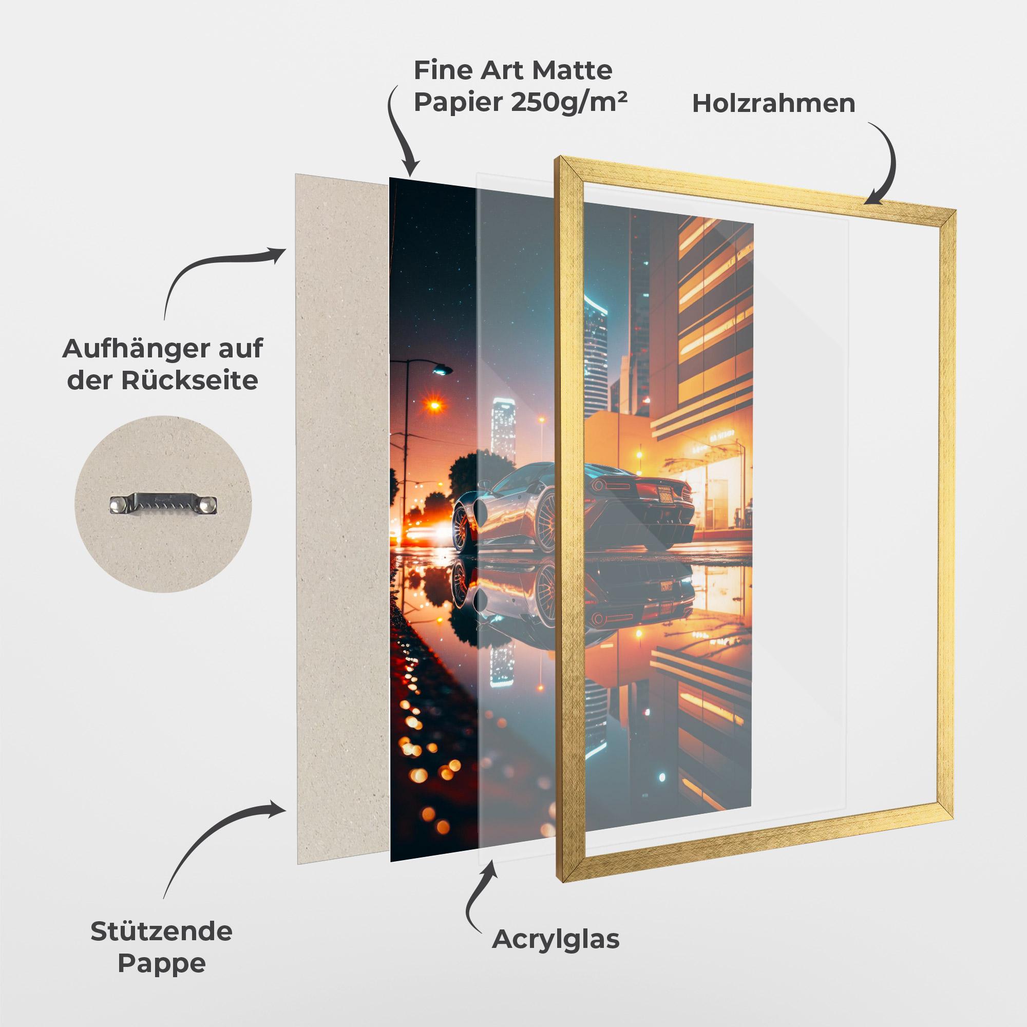 Gerahmte Poster Rainy Sport Car mockup 1