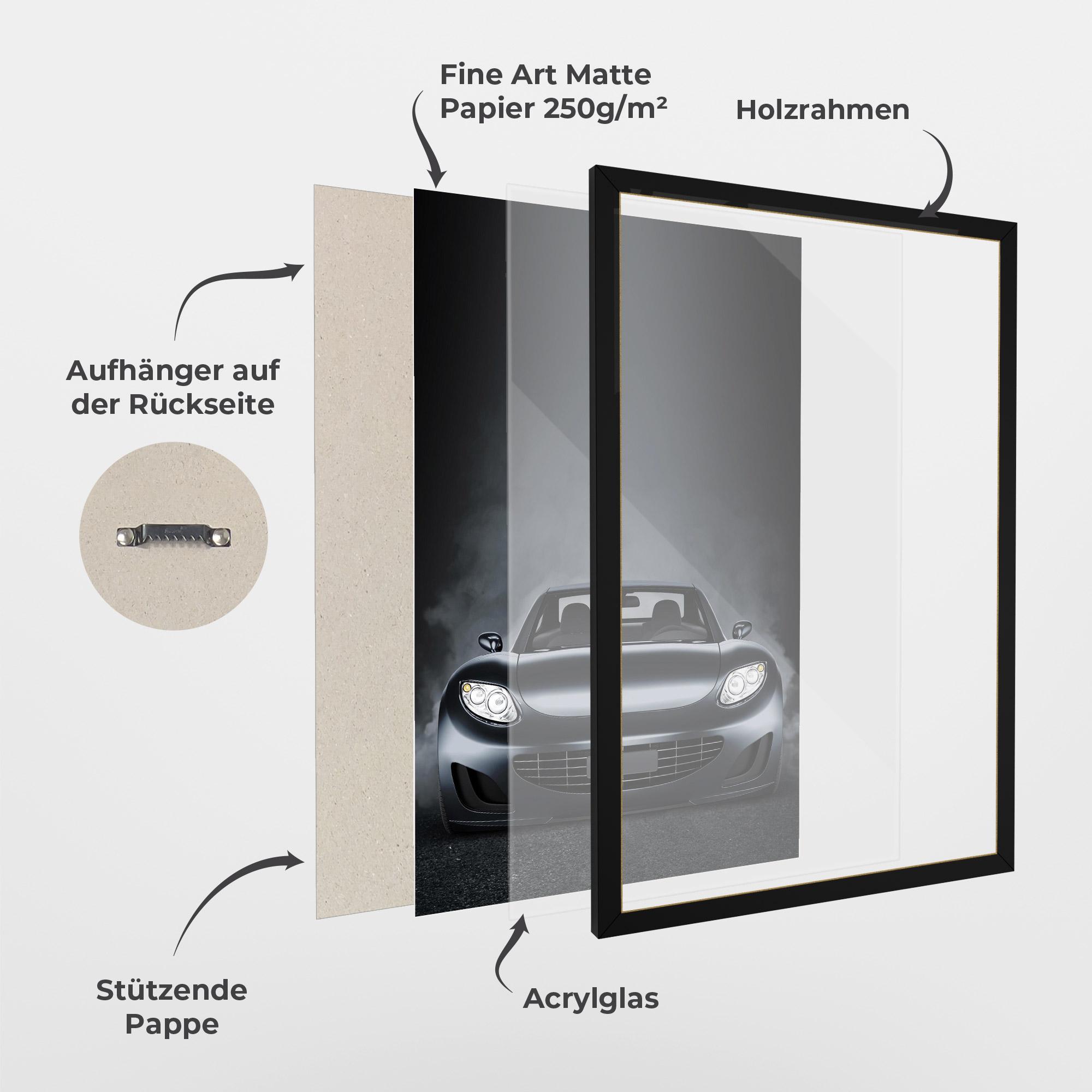 Gerahmte Poster Black Front Car mockup 1