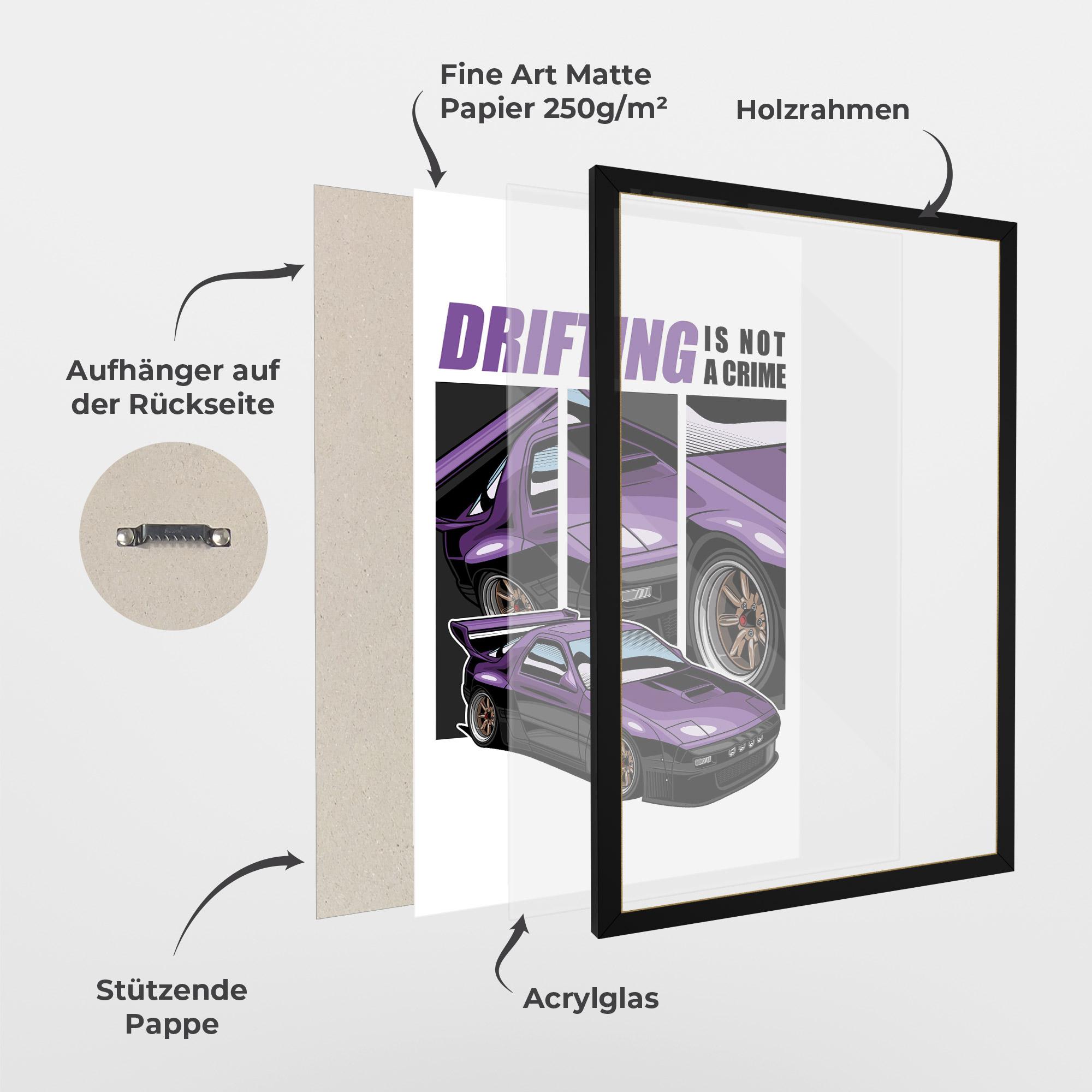 Gerahmte Poster Drift Purple Car mockup 1