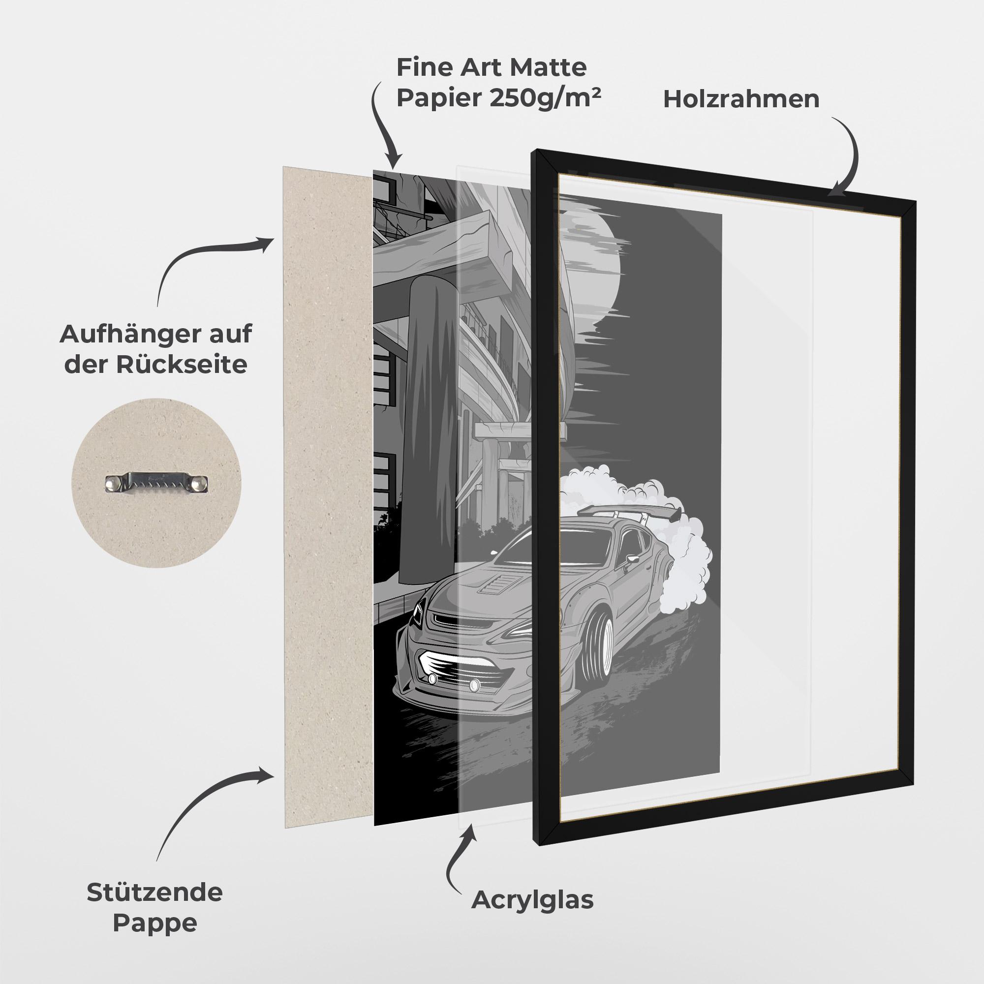 Gerahmte Poster Grey Cool Car mockup 1