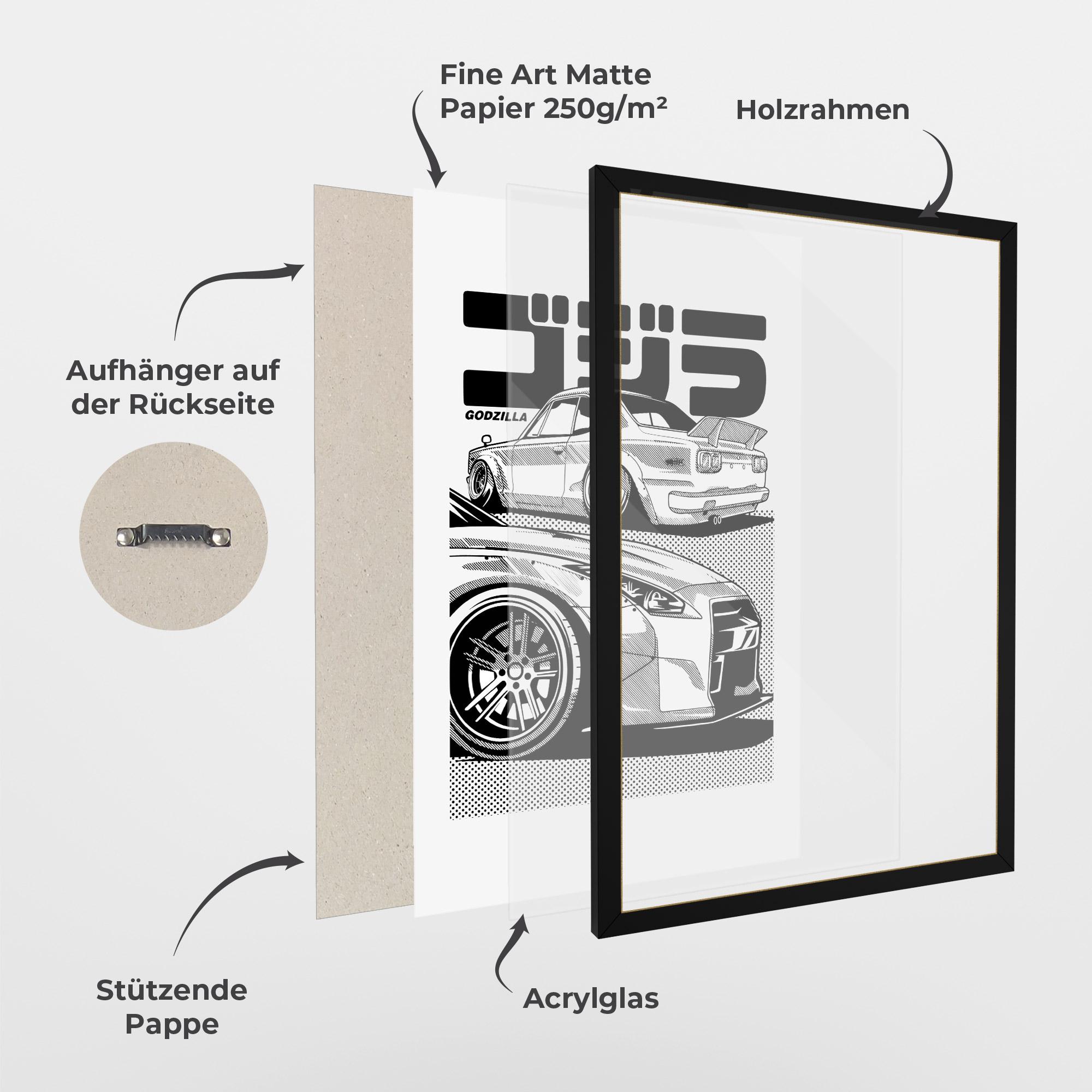 Gerahmte Poster Japanese Car mockup 1