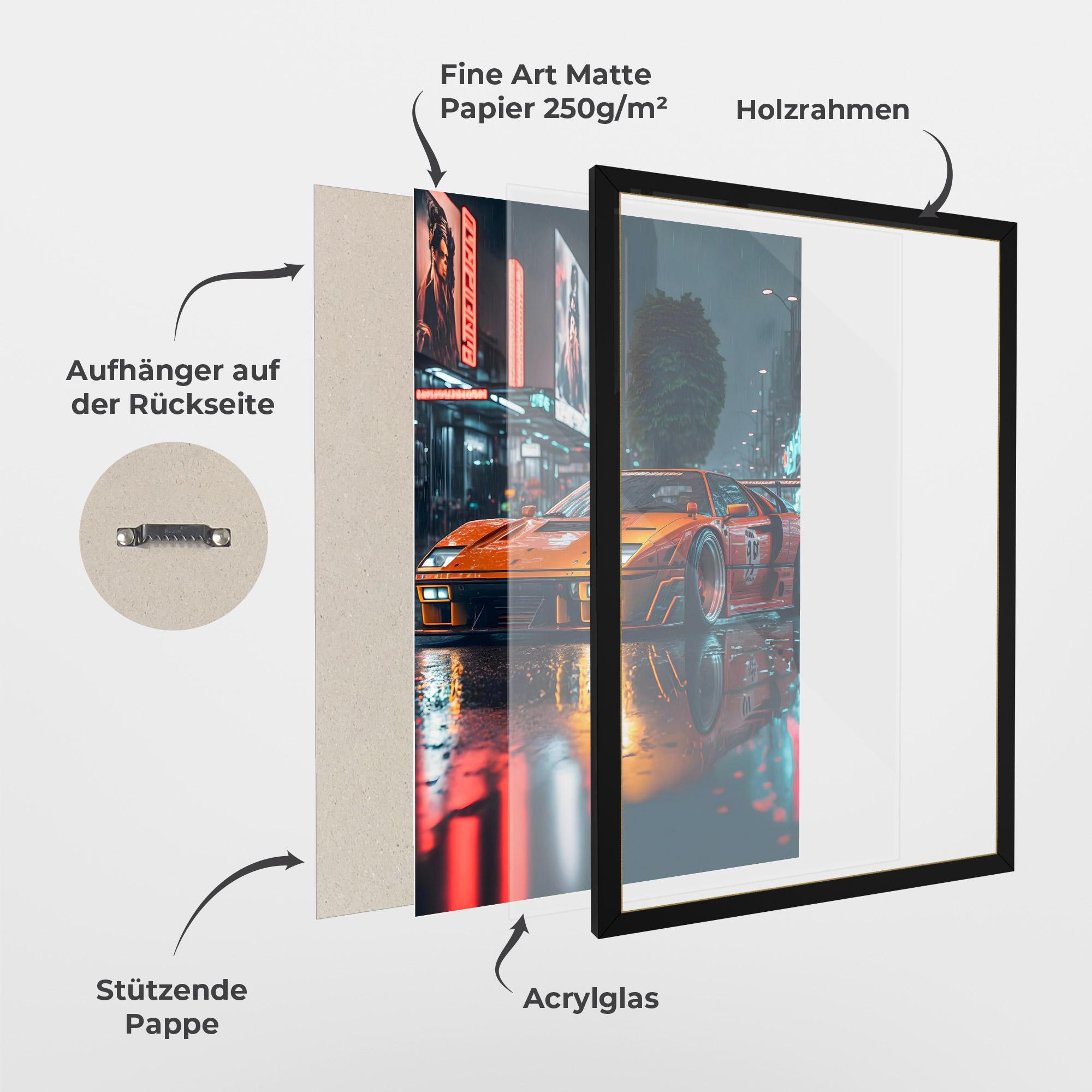 Gerahmte Poster Orange Super Car mockup 1