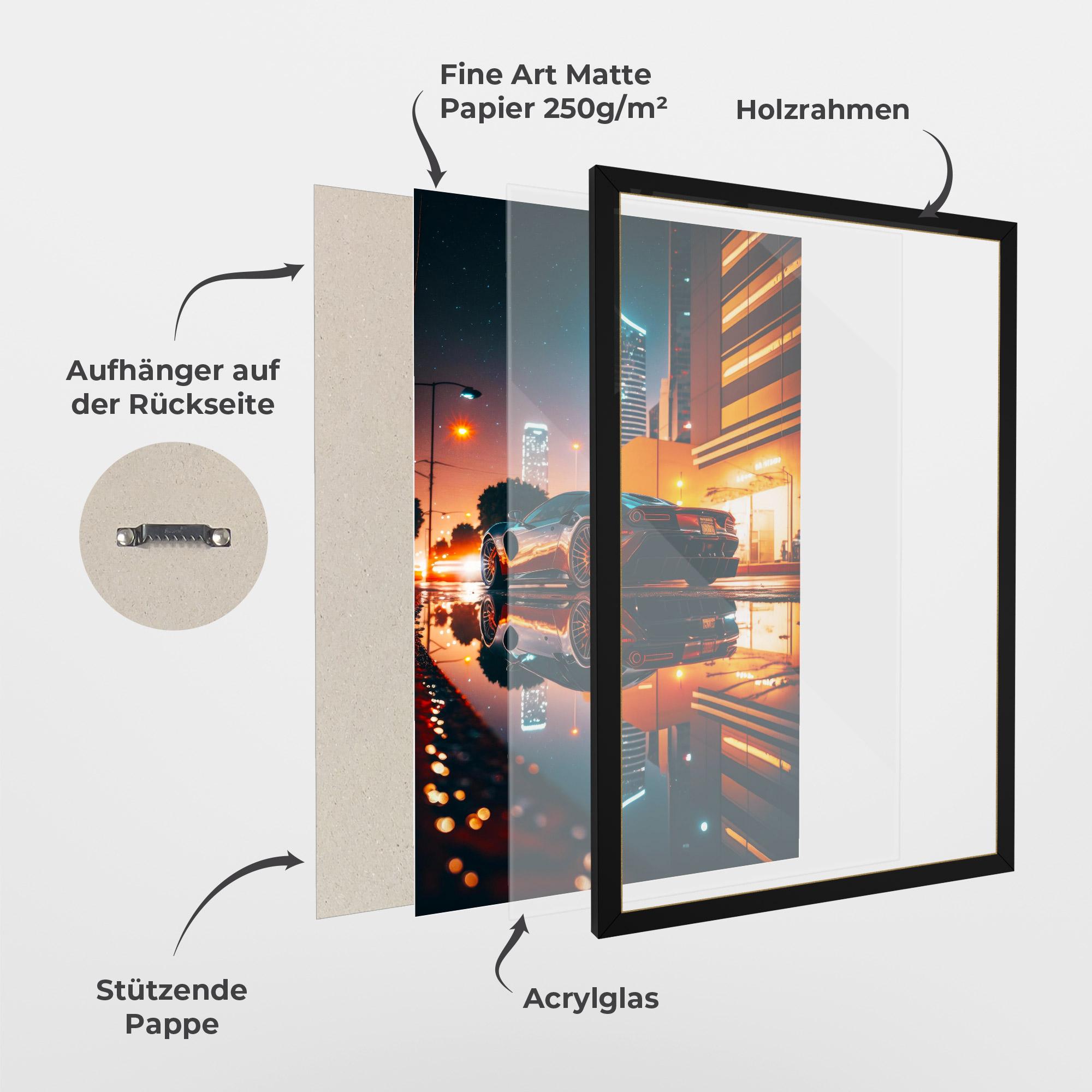 Gerahmte Poster Rainy Sport Car mockup 1