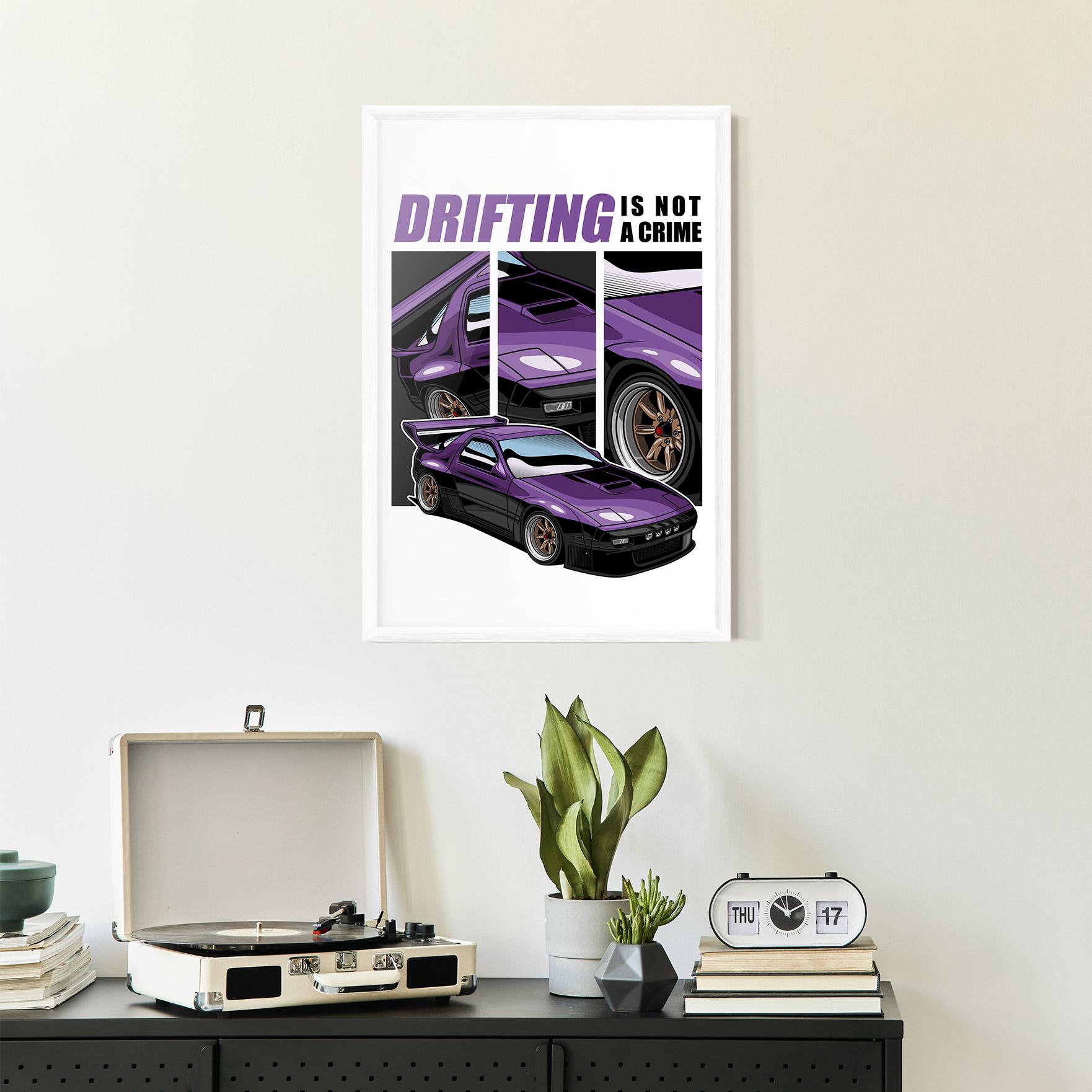 Gerahmte Poster Drift Purple Car mockup 2