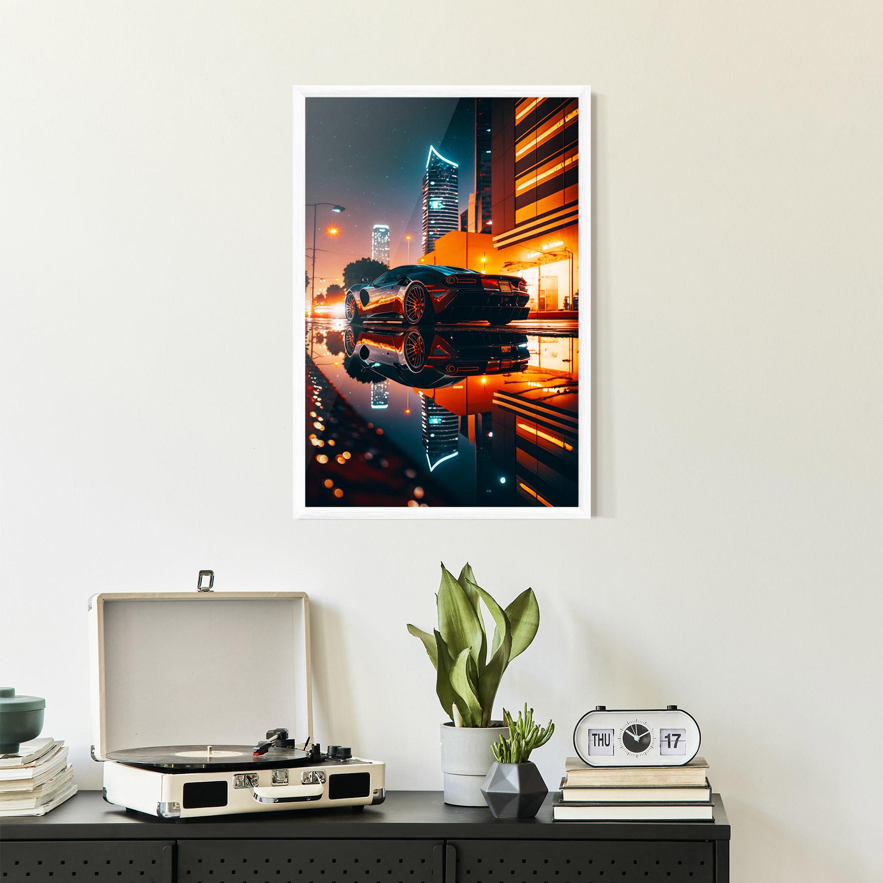 Gerahmte Poster Rainy Sport Car mockup 2