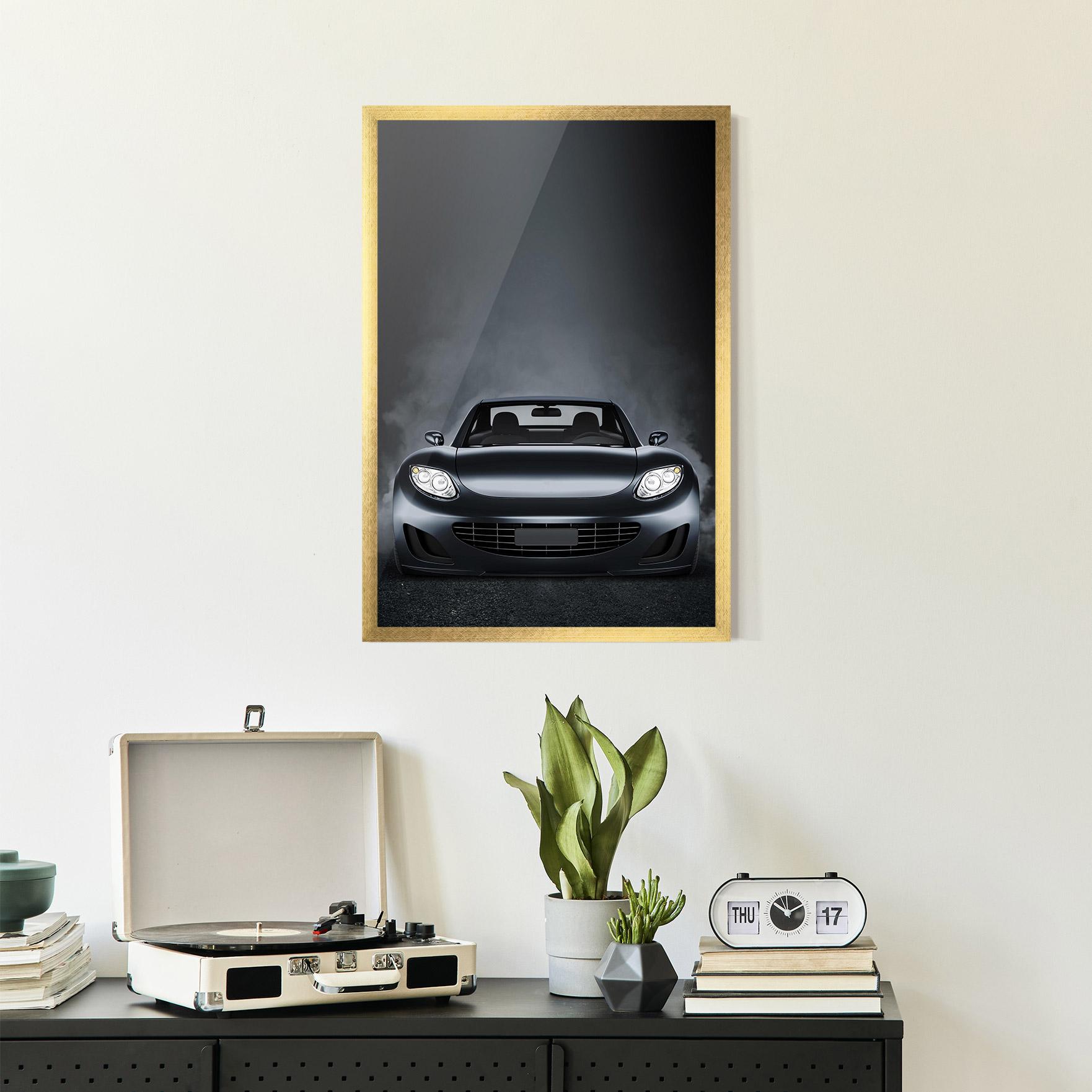 Gerahmte Poster Black Front Car mockup 2