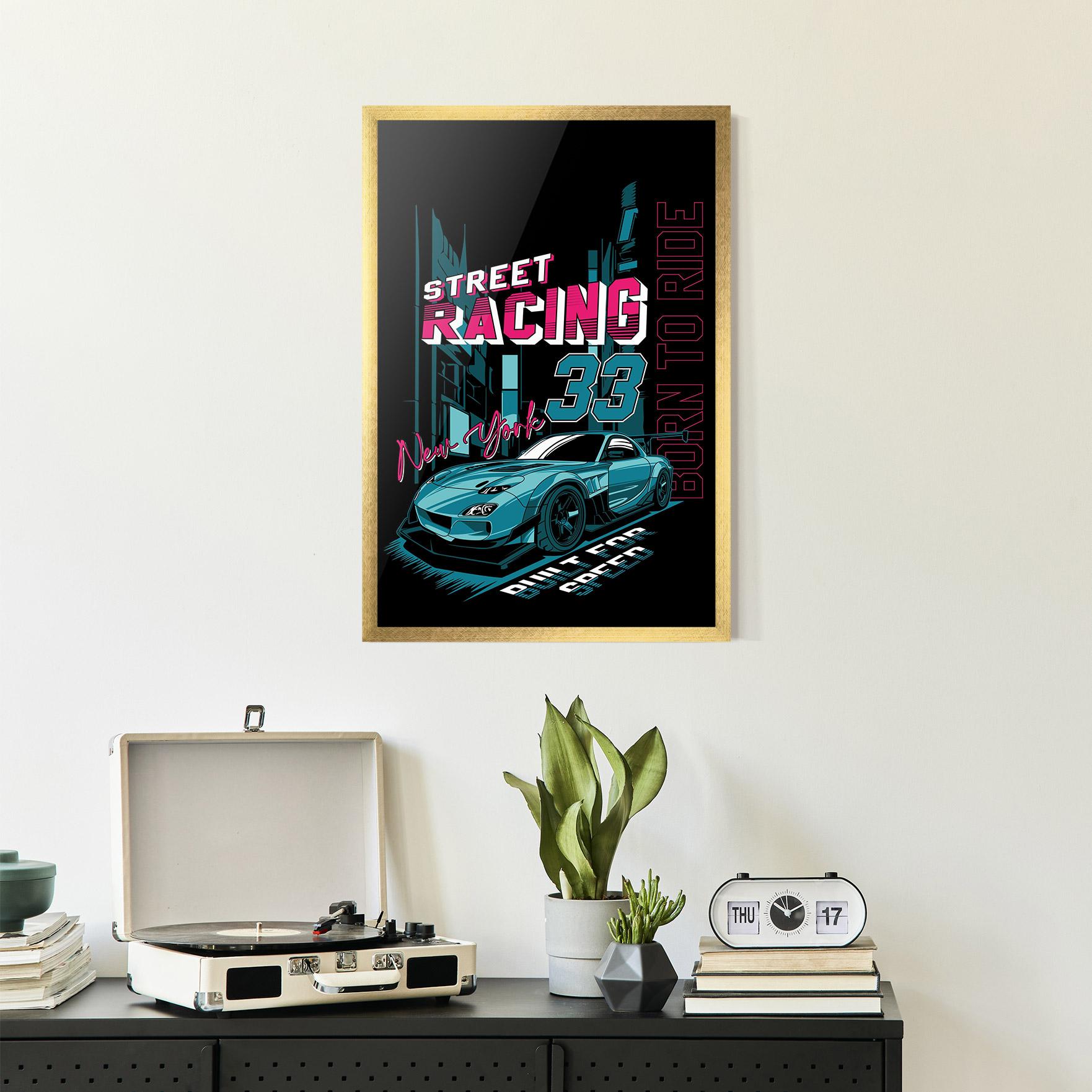 Gerahmte Poster Blue Born To Ride mockup 2