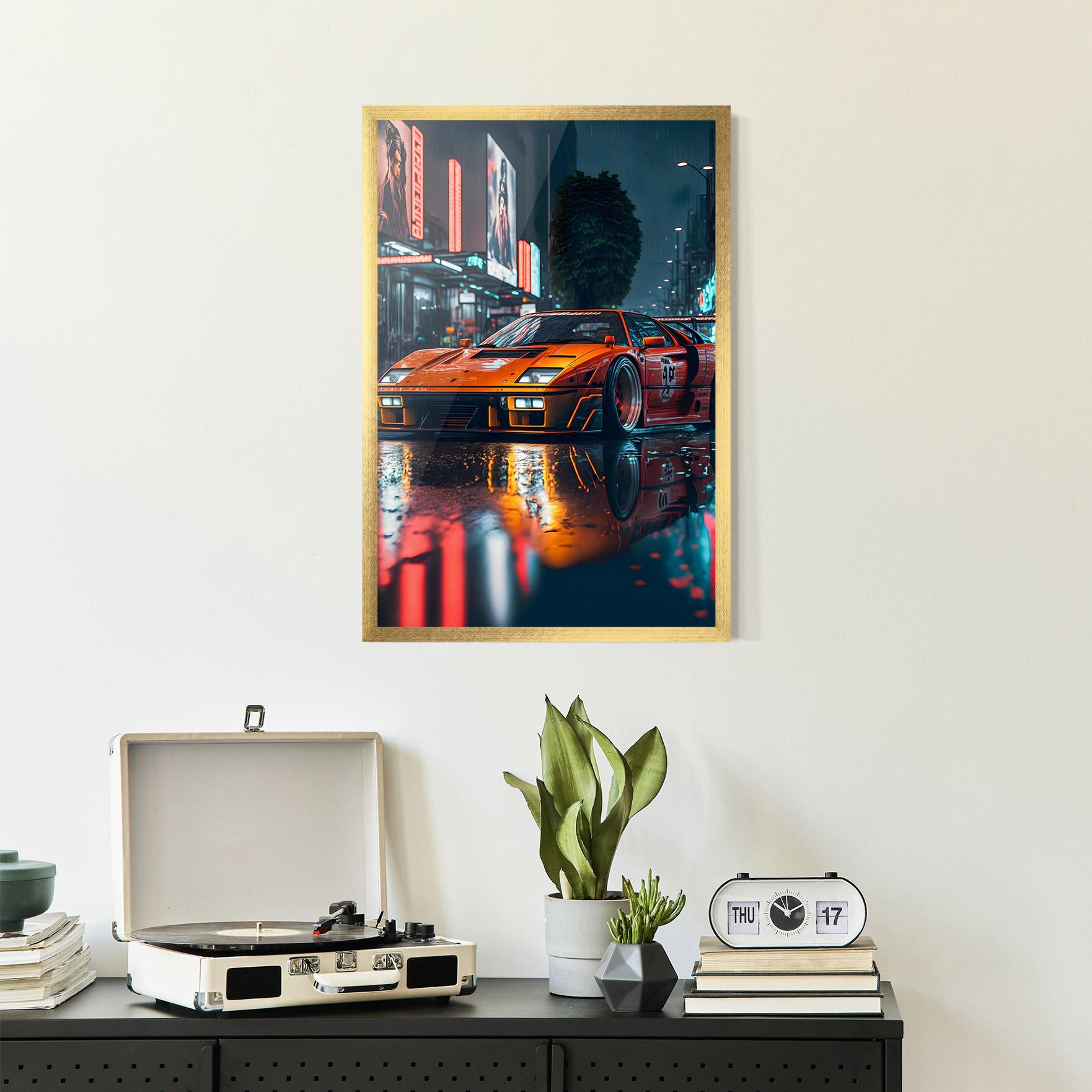 Gerahmte Poster Orange Super Car mockup 2